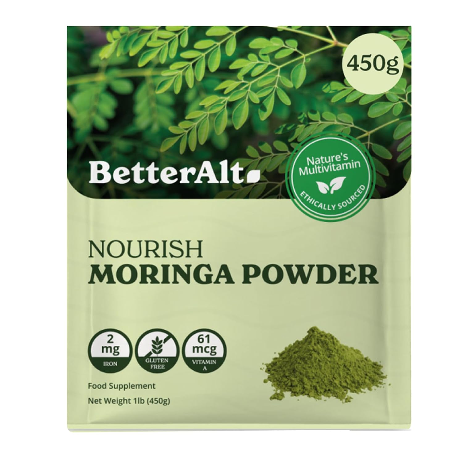 Better Alt Moringa Powder | 100% Pure & Natural | Energy Boost & Immunity Support | Gluten-Free Superfood -1lb