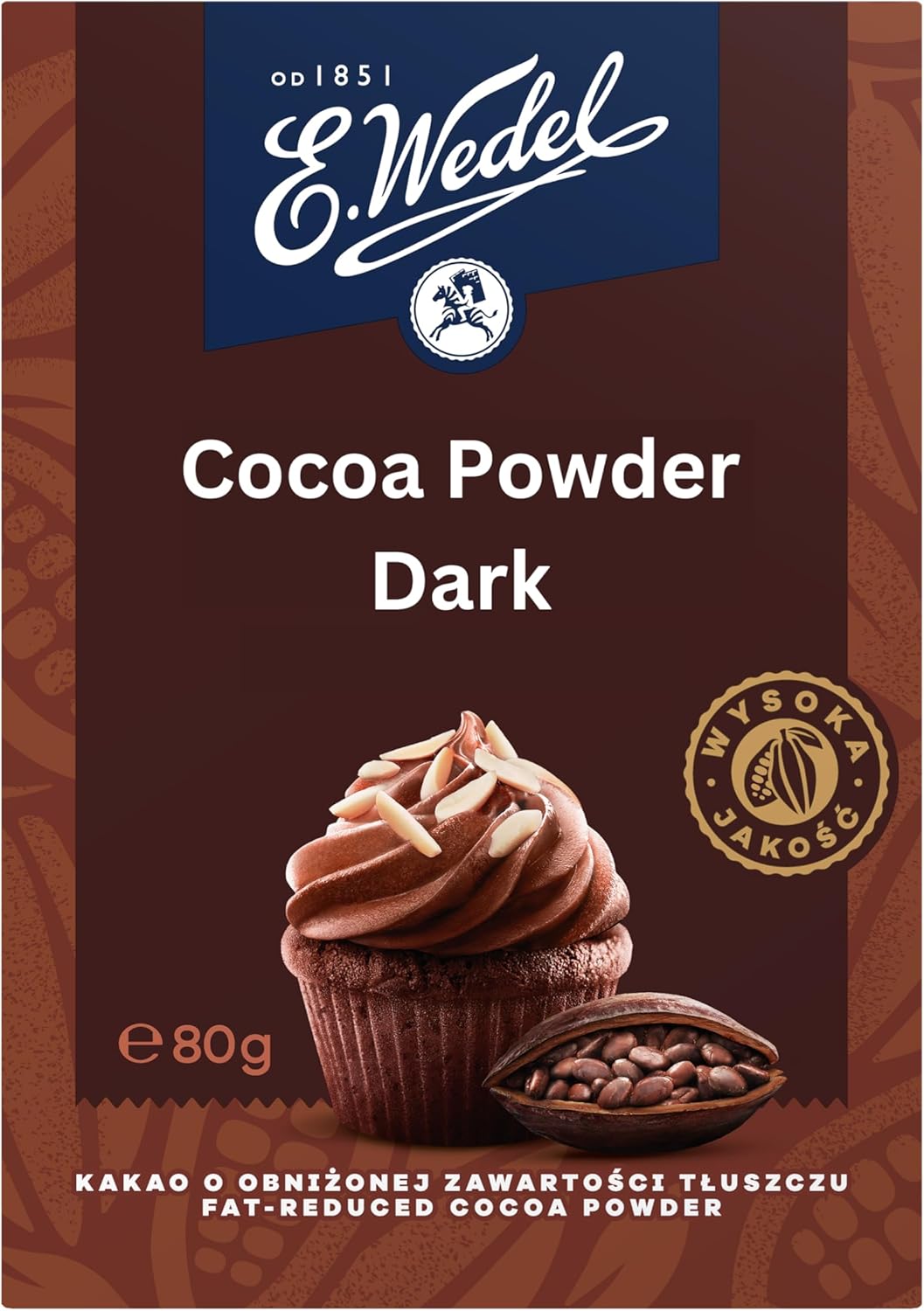 E.Wedel Cocoa Powder 80g - No Added Sugar Cocoa Powder for Baking, Cooking