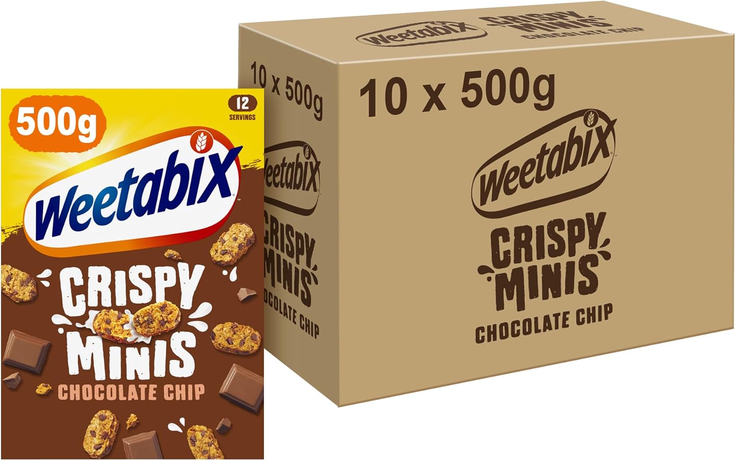Weetabix Crispy Minis Chocolate Chip Breakfast Cereal 500g (Pack of 10)