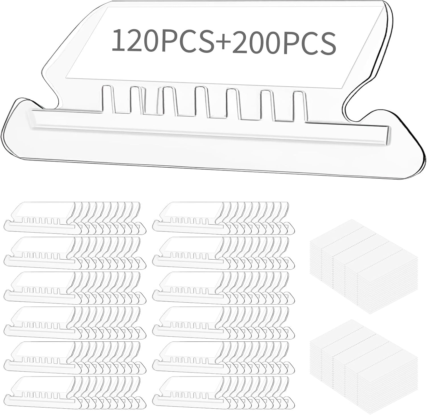 Hanging File Folder Tabs, 120 Pcs File Folder Tabs and 200 Pcs Inserts, File Tabs for Hanging Folders, Plastic Hanging Folder Tabs, Clear Hanging File Tabs for File Folders