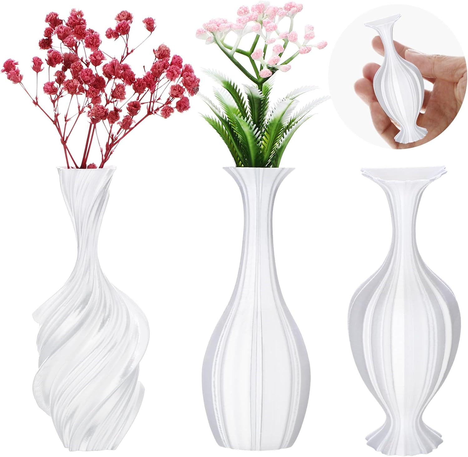 Xuhal 3 Pcs Mini Vase Magnets for Fridge 3.9″ 3D Ceramic Tiny Flowers Vases Cute Plant Magnetic Fridge Decoration for Kitchen Locker Kitchen Office