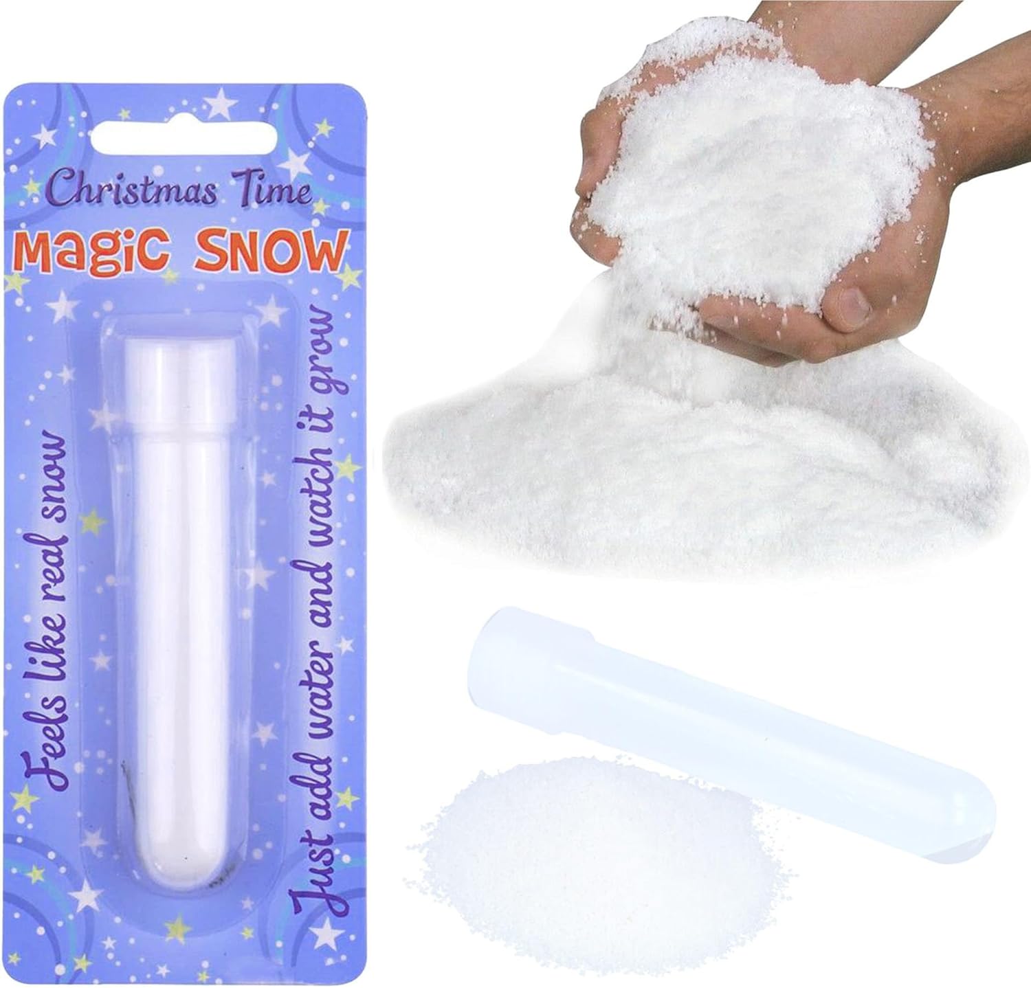 Magic Snow Powder 10g - Instant Faux Snow Just add Water and it Expands more than 100 Times, Perfect Fluffy Snow for Christmas Party Decorations and Indoor and Outdoor Play