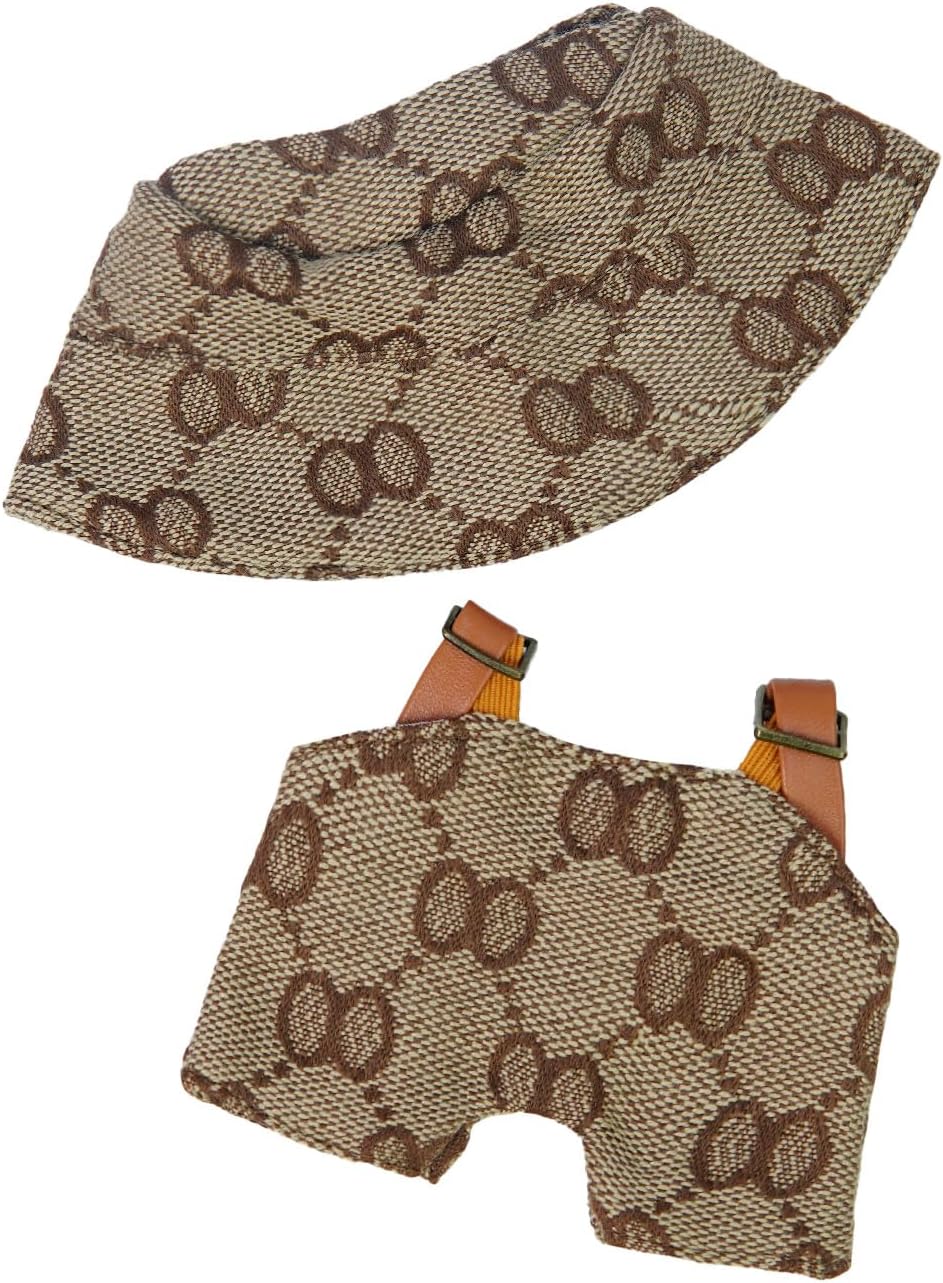 Labu Doll Outfit Set Luxe La-bubu Couture: Designer Romper & Hat Set for Discerning Collectors (Not a Toy - 12+ Only) Brown