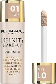 Dermacol Infinity make-up and corrector, Multi-use, Super coverage, Photo-friendly,Hypoallergenic,Waterproof, Touch proof, SPF 15, 01, Fair