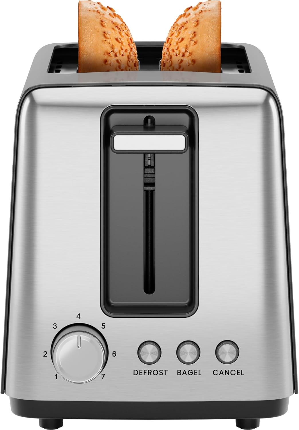 Chefman 2 Slice Toaster, 7 Shade Settings, Removable Crumb Tray, Thick Bread and Bagel Toaster with Defrost and Cancel Buttons – Black