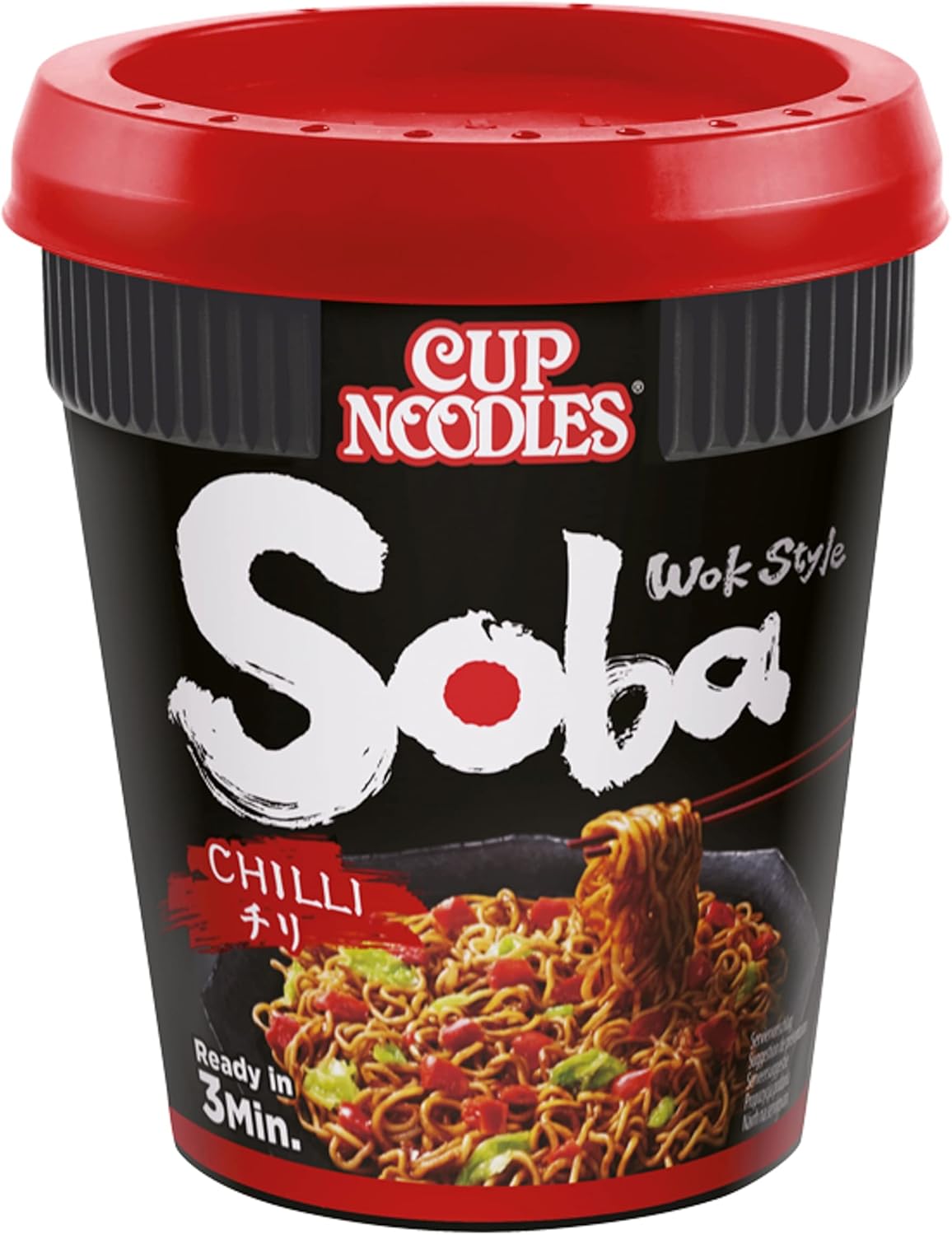 NISSIN Cup Noodles Soba Wok Style Chilli Flavoured Instant Noodles, 92 g Pot (Pack of 8)