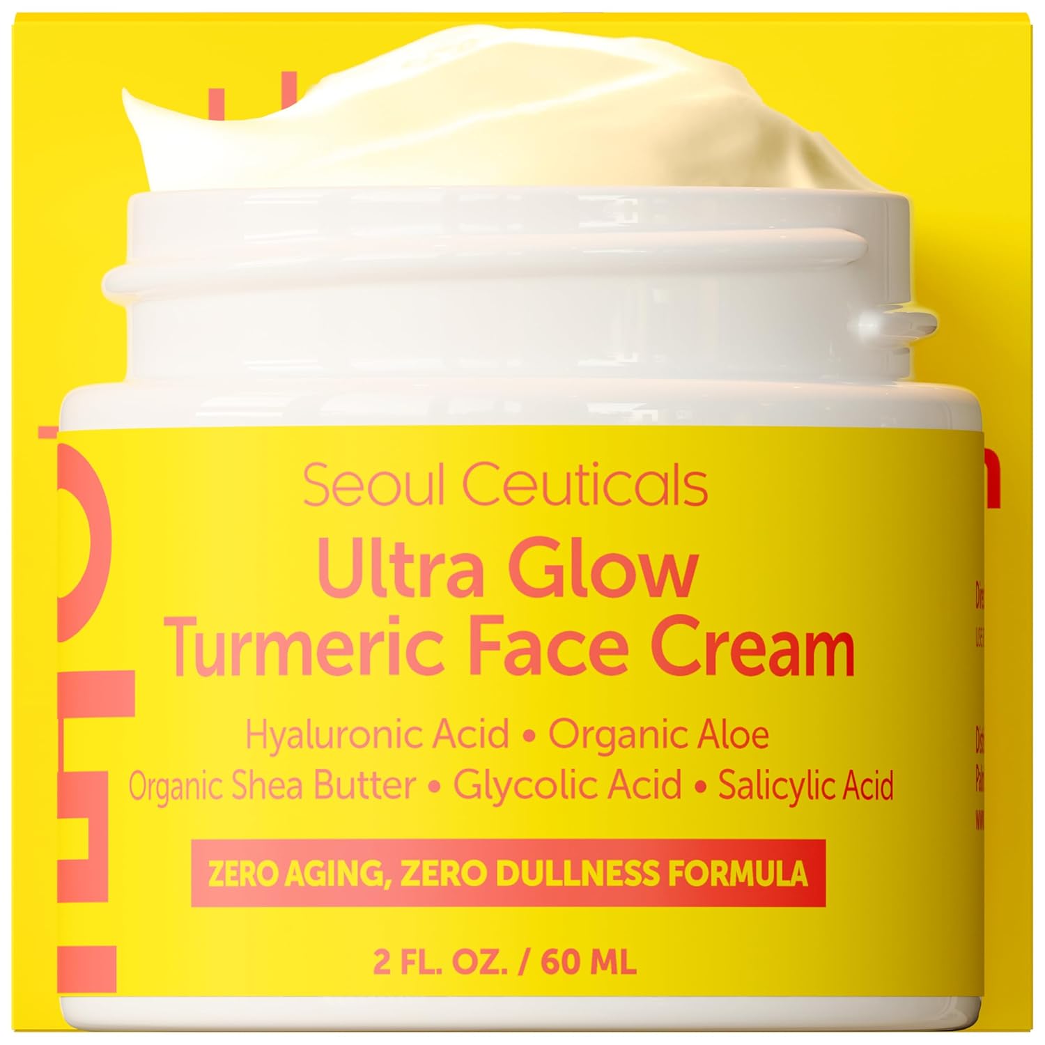 SeoulCeuticals Korean Skin Care Turmeric Cream – Korean Face Moisturizer for Dull Dry Skin - Korean Beauty Skincare K Beauty for Glowing Skin 2oz
