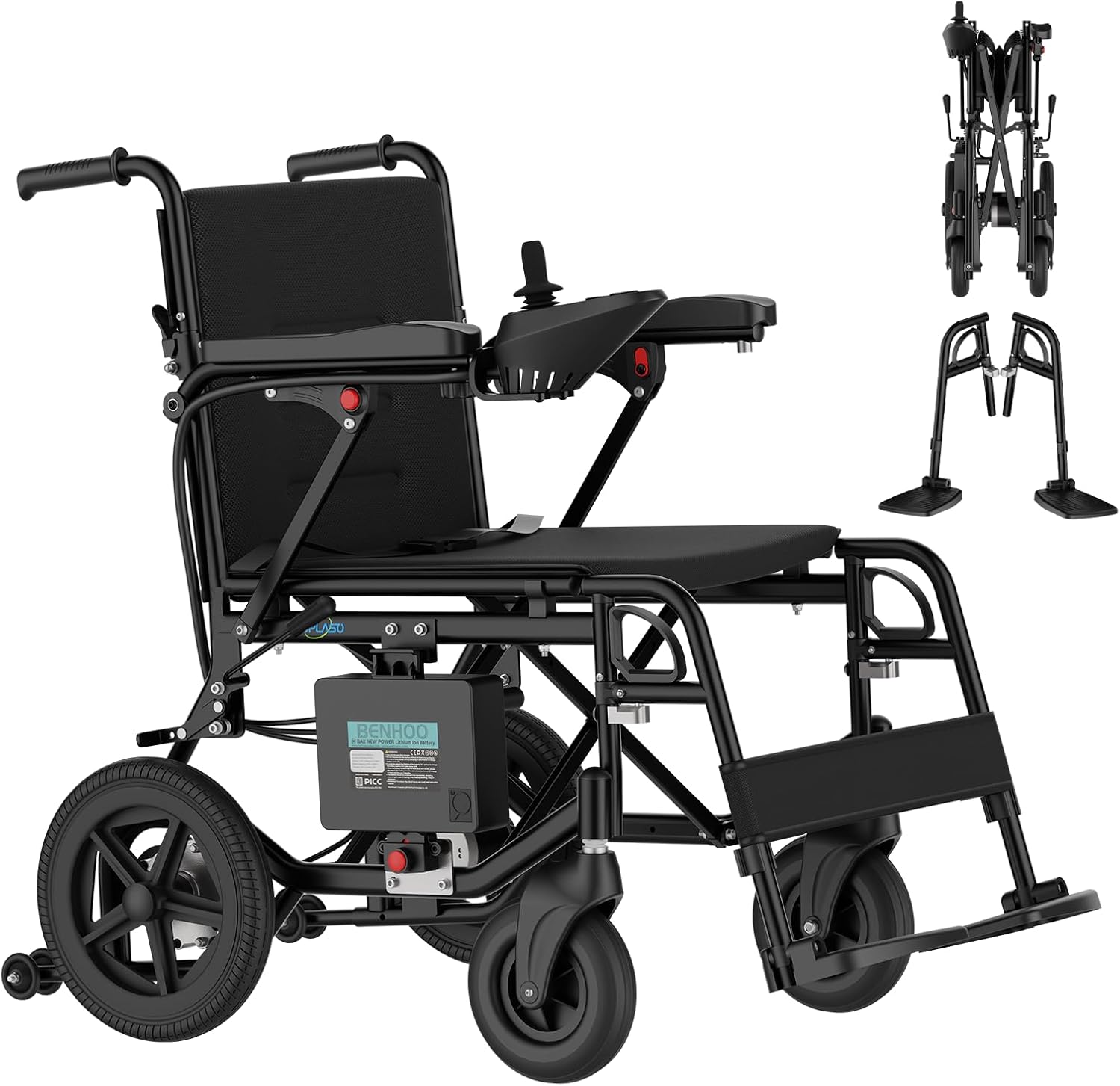 Electric Wheelchair for Adults Lightweight Foldable Electric Wheelchair for Seniors Motorized Wheelchair Power Wheelchairs for Adults 47lb (Black)