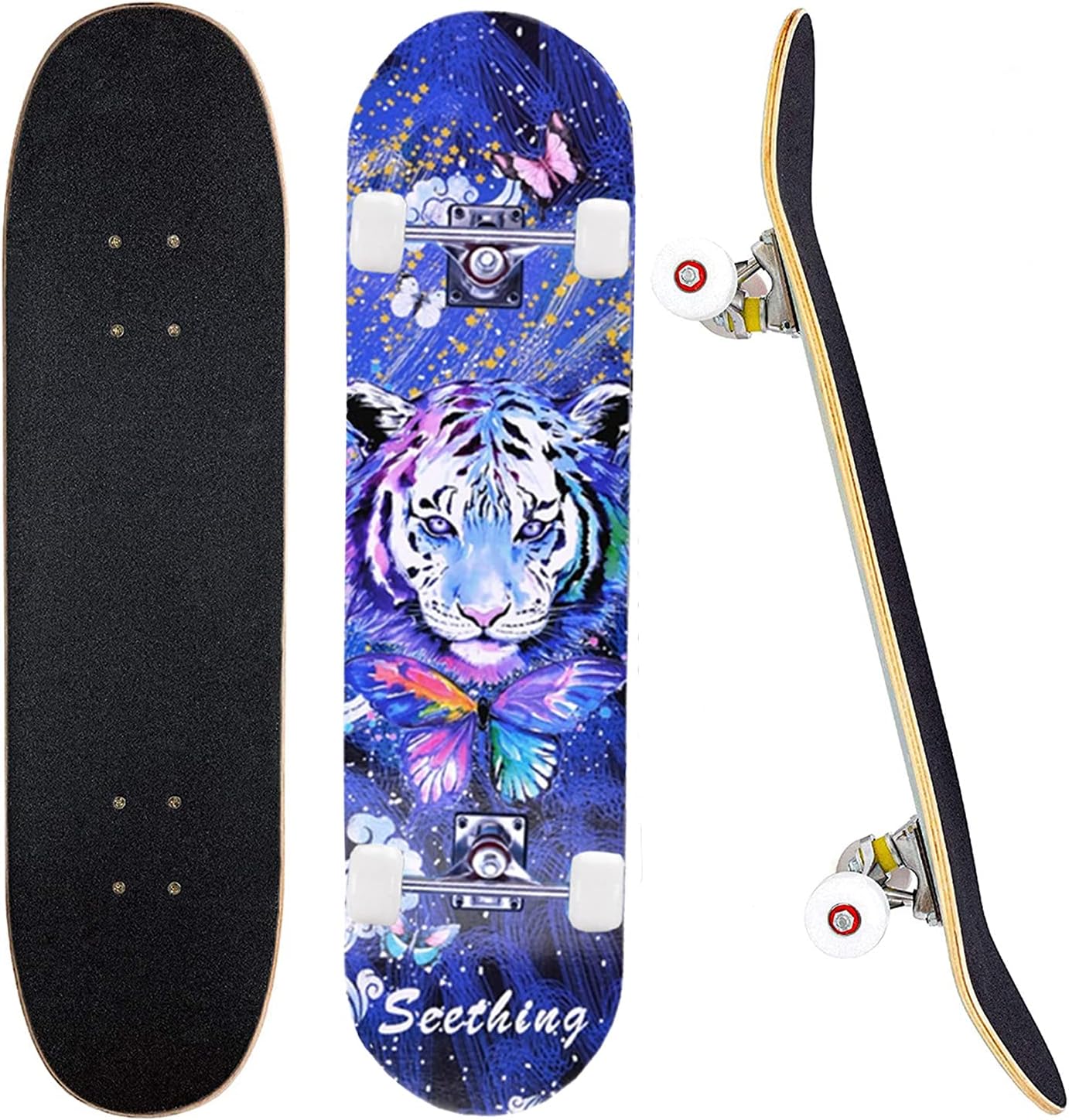 CLYCTIP Complete Skateboards- Standard for Beginners Kids Boys Girls Teenager- 31''x 8''Canadian Maple Cruiser Pro Skate Board