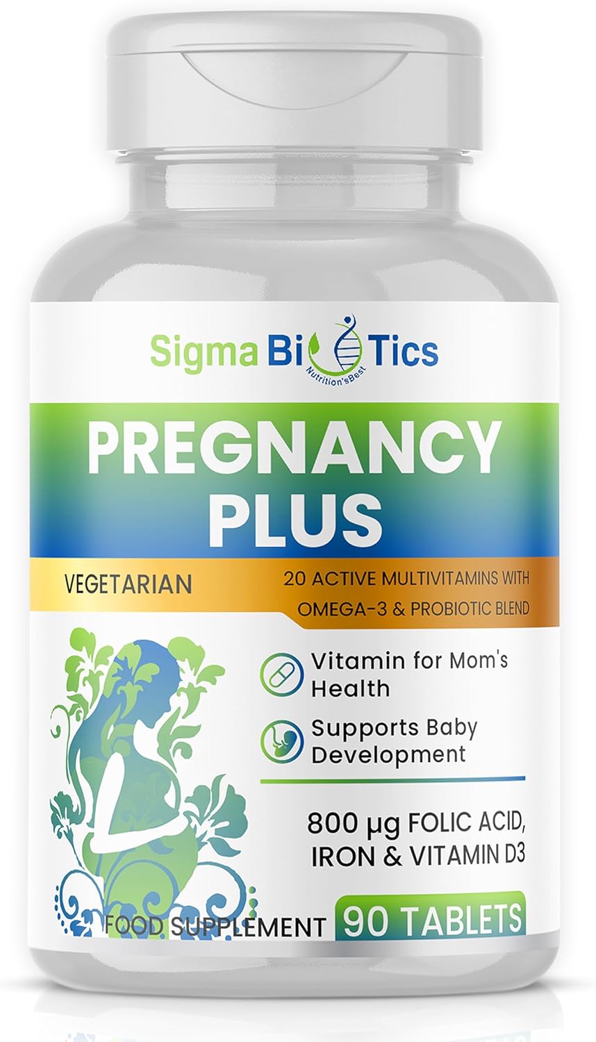 Pregnancy Multivitamin | 800 µg Folic Acid, Iron, Vitamins D3 and C, Omega-3, B Complex, Zinc and Probiotics, Prenatal Support for Mom’s Energy, Immunity, and Baby's Growth | 90 Tablets