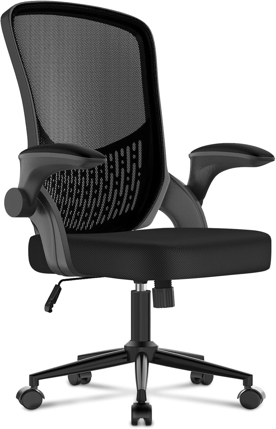 naspaluro Computer Desk Chair, Ergonomic Office Chairs with Flip-up Armrests, Mid-Back Mesh Chair with Lumbar Support, Home Office Chair-Black Chair