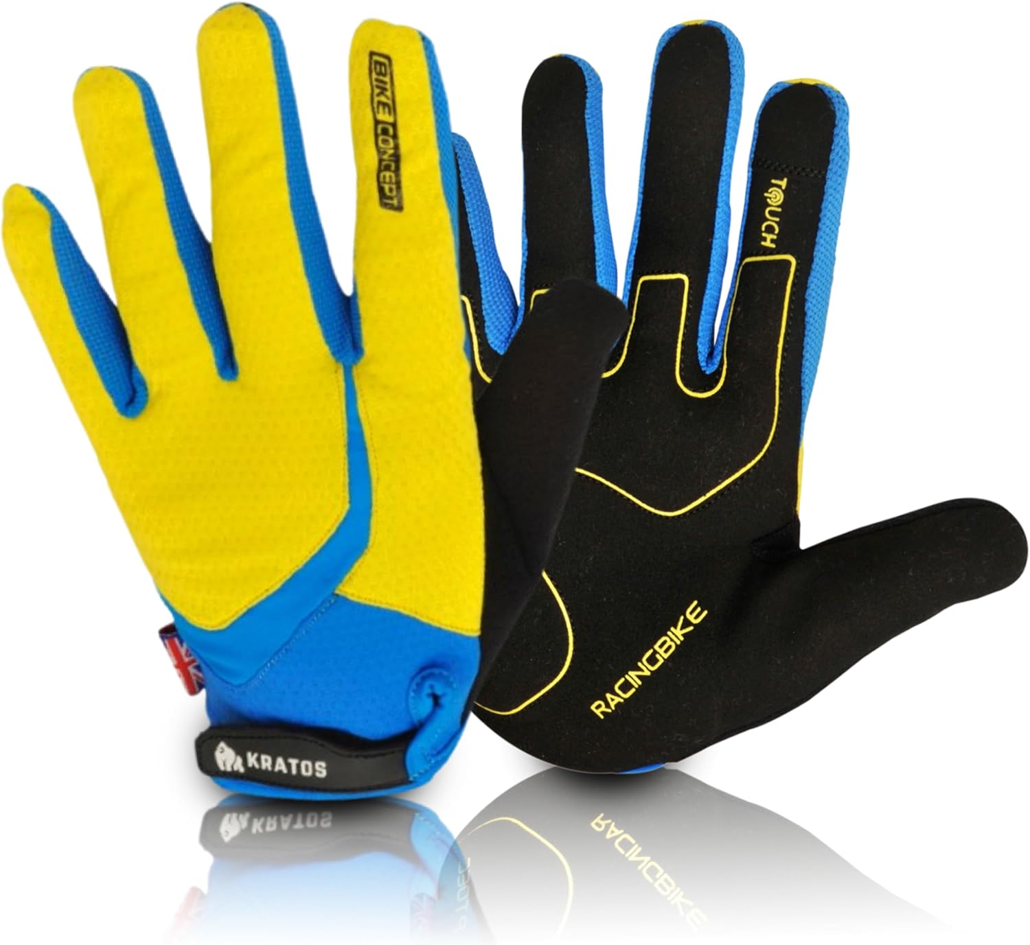 Kratos Anti-Slip Cycling Gloves for Men and Women, Touchscreen Breathable bicycle Gloves|Full Finger Mountain Bike Gloves for BMX ATV MTB Riding, Road Racing, Bicycle, Boating.