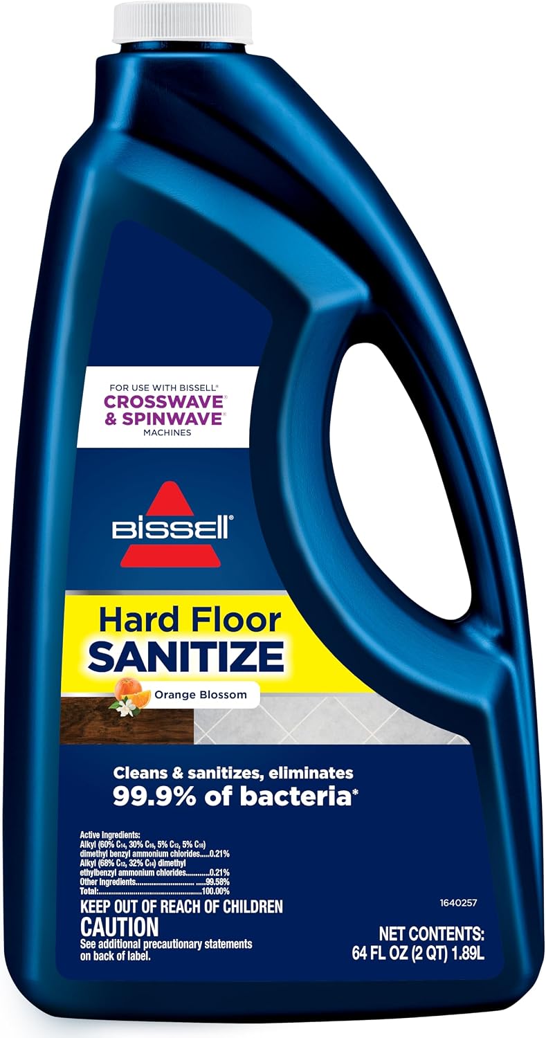 BISSELL Hard Floor Sanitize Formula, 25041, 64 Fl Oz CrossWave & Spinwave, Use on Sealed Hard Floors, Orange Bloosom