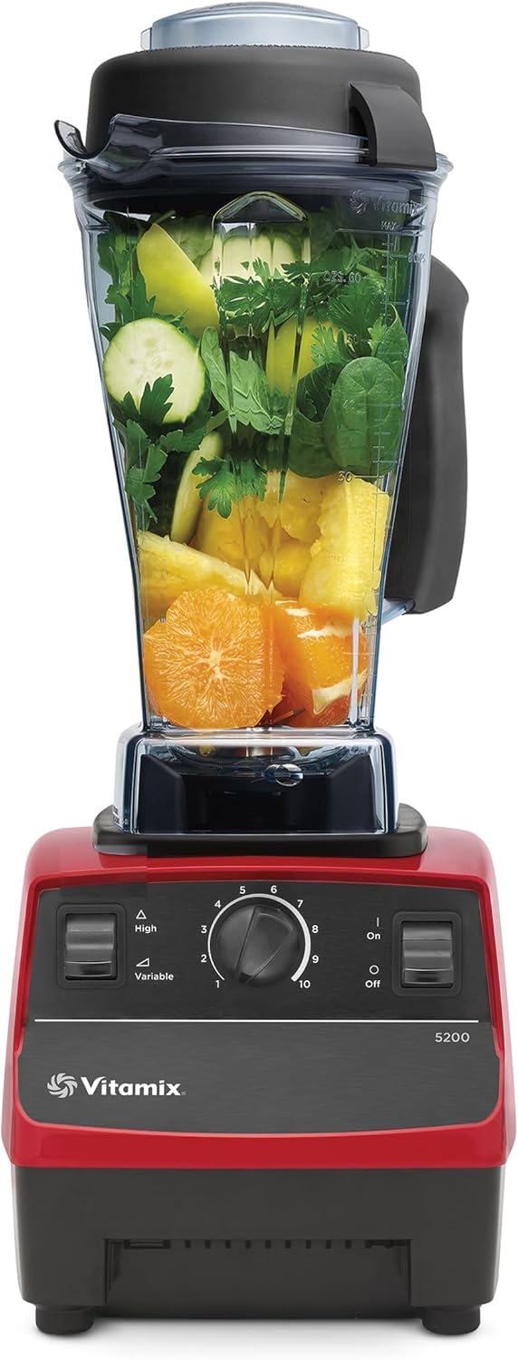 Vitamix 5200 Blender, Professional-Grade Blender for Smoothies, Soups, Ice Cream and More, Stainless-Steel Blades, Self-Cleaning Kitchen Appliance, 64 Oz Container, Red