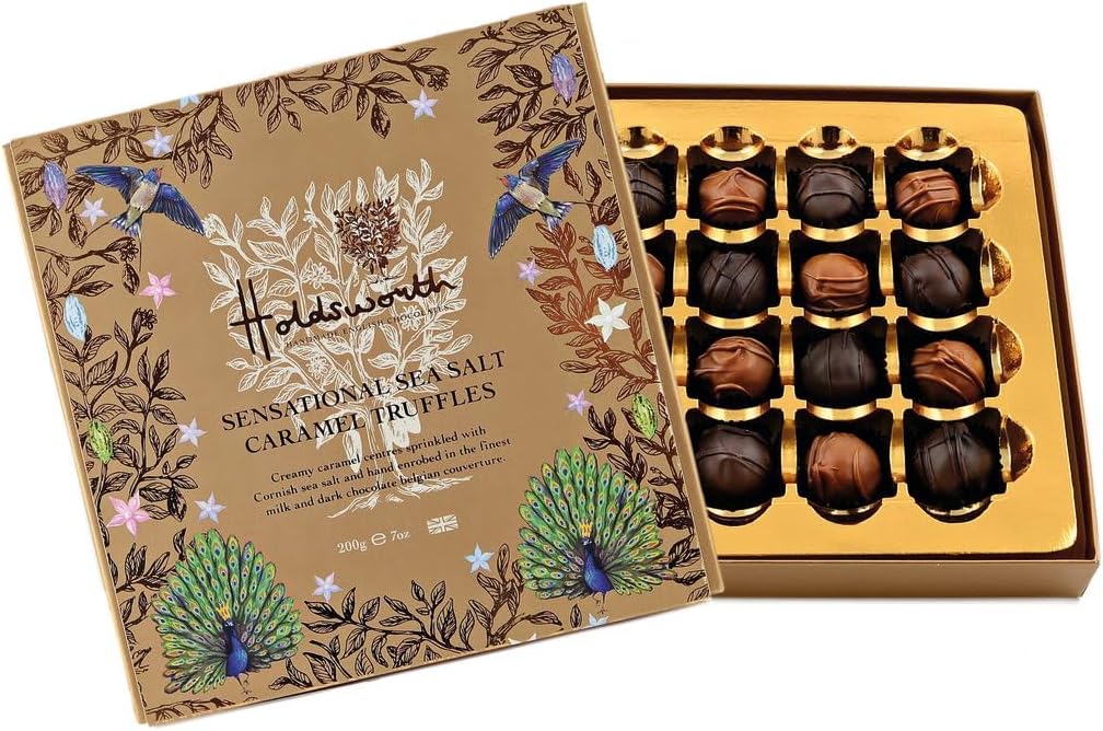 Holdsworth Chocolates Occasions Collection - Sensational Sea Salt Caramel Truffles Enrobed in Milk and Dark Chocolate Perfect for Gifting 200g