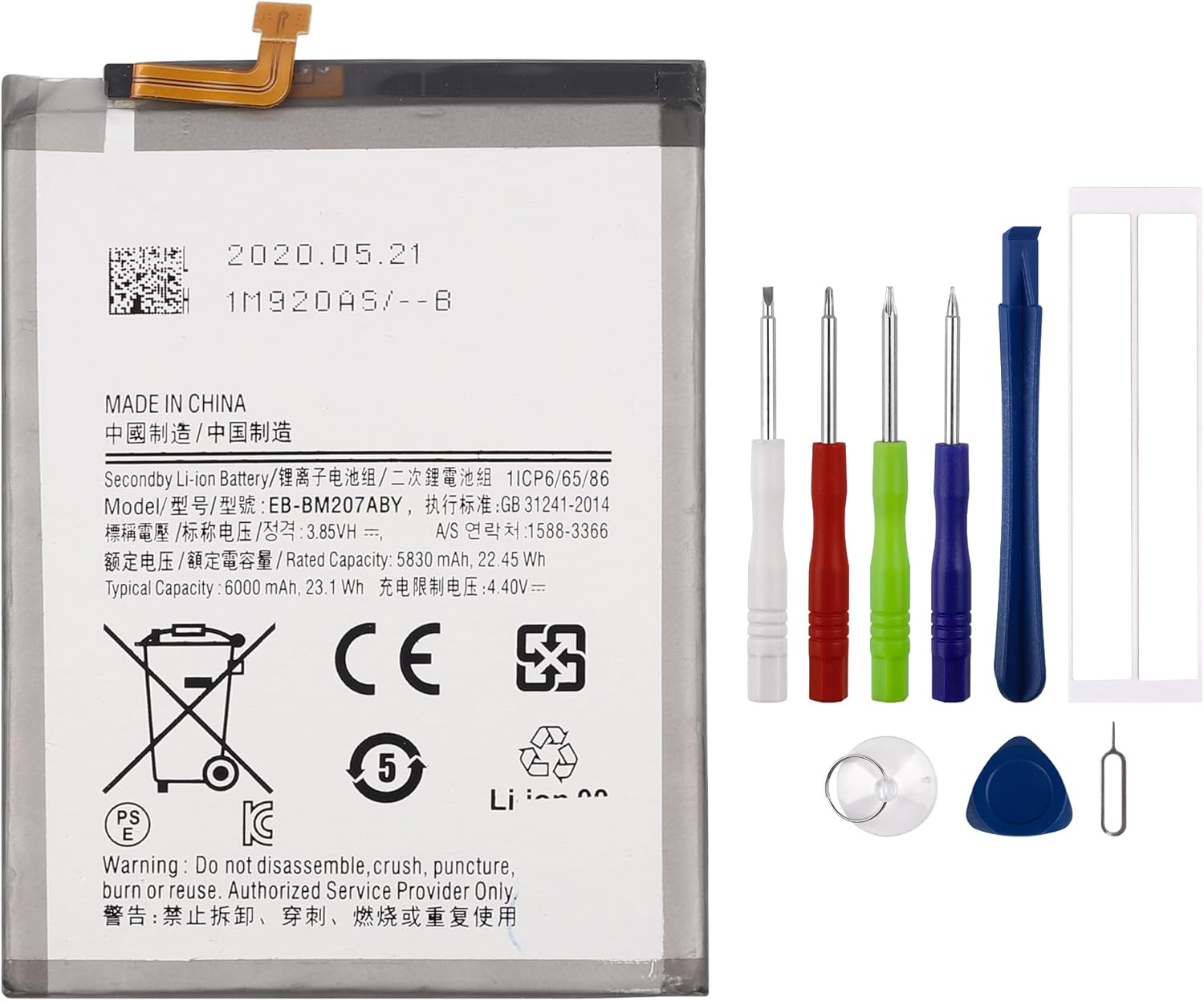 New Rechargeable Battery EB-BM207ABY Compatible with Galaxy M21 SM-M215 & Galaxy M30s SM-M307 & Galaxy M31 SM-M315 with Tools