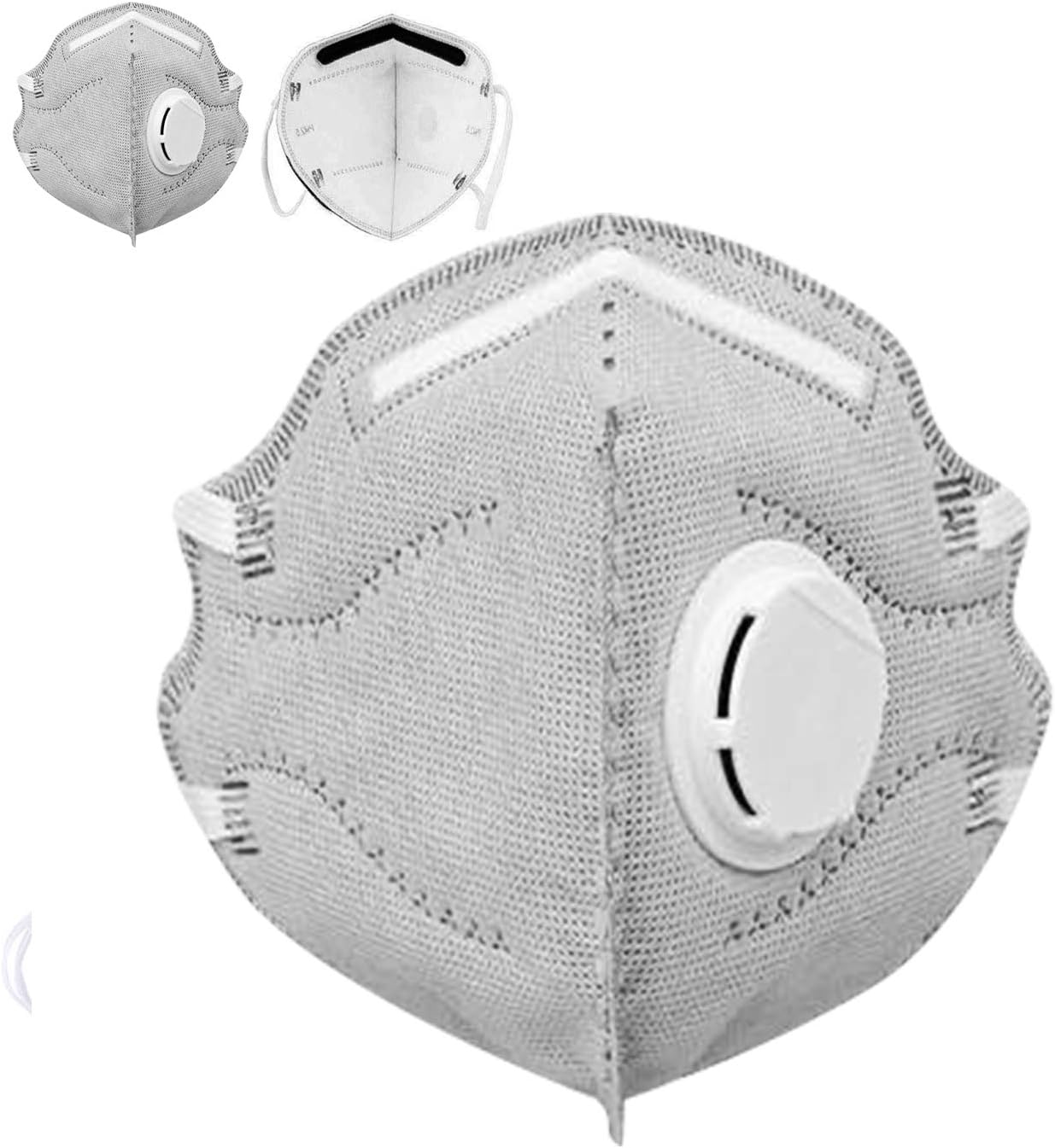 ZAWTR 1 PCS Face Mouth Respirator with 5 Layer Filter and Exhalation Valve (Gray)