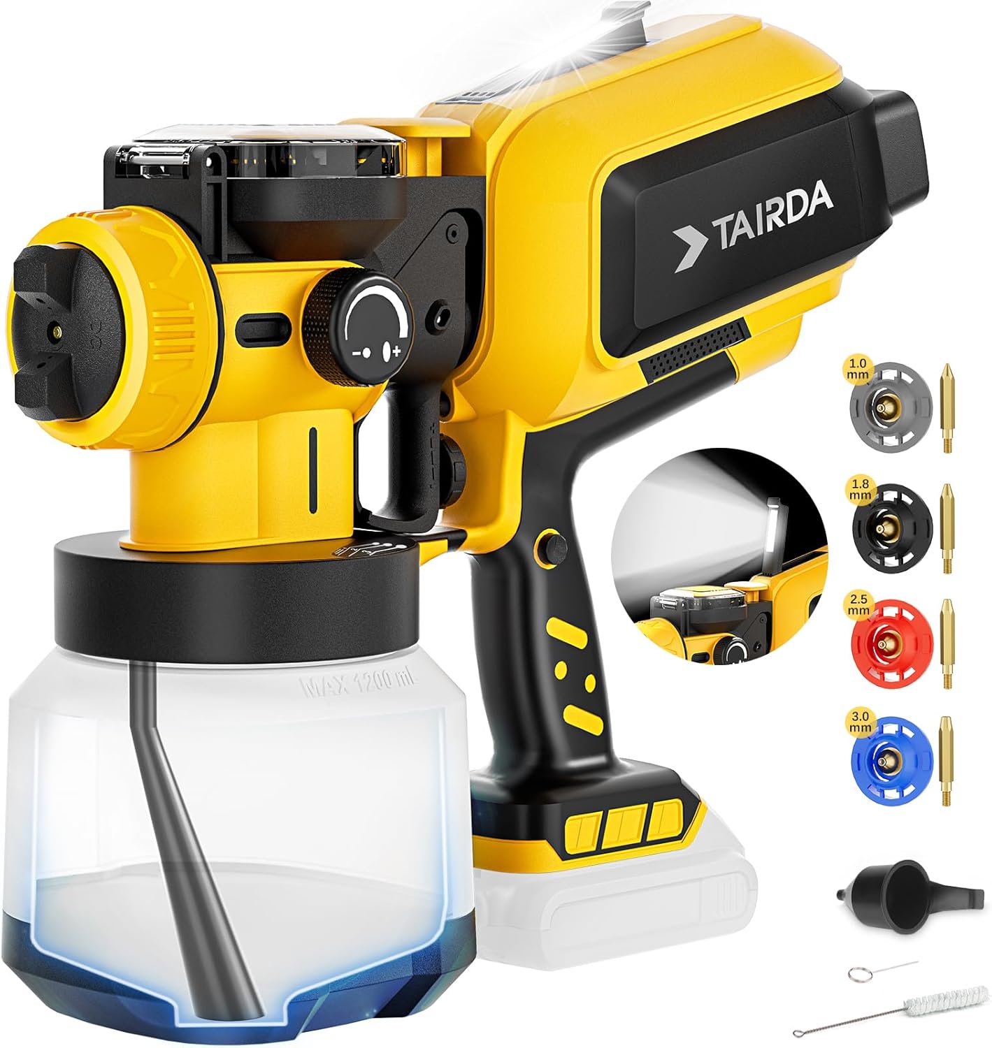 Automatic Paint Sprayer Compatible for dewalt 20v Battery(NO Battery), Cordless Electric HVLP Paint Sprayers with Auto-spraying, Brushless Motor, LED light, For Fence Furniture Walls(Bare Tool)