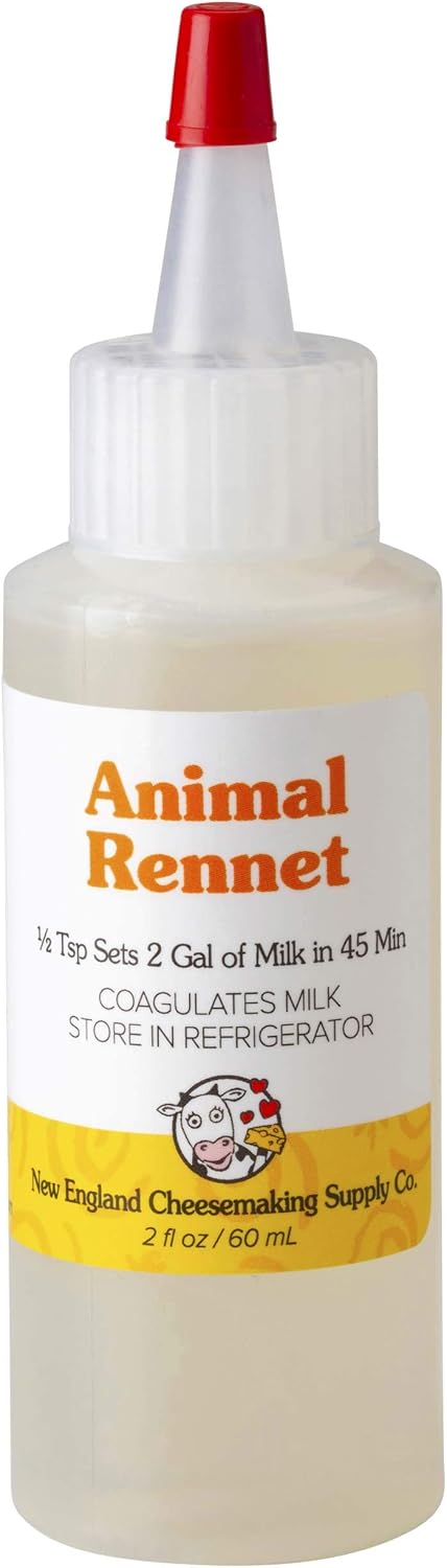 Liquid Animal Rennet – Single Strength Calf Rennet for Home Cheese Making – NON-GMO, Gluten-Free, Easy to Measure & Use (2 oz)