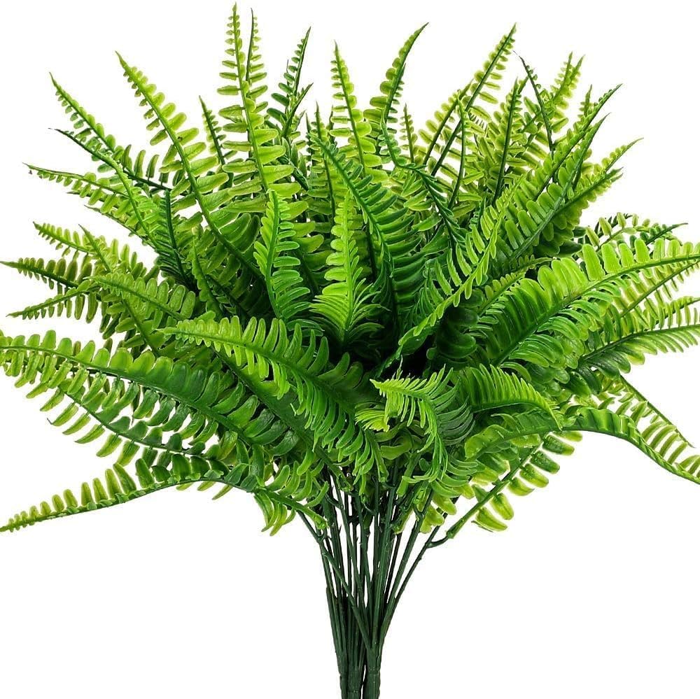 GJFWQC 6 Pcs Artificial Plants, Plastic Greening Shrubs, UV Resistant Plants, Plastic Ferns for Indoor and Outdoor Home Garden Decoration