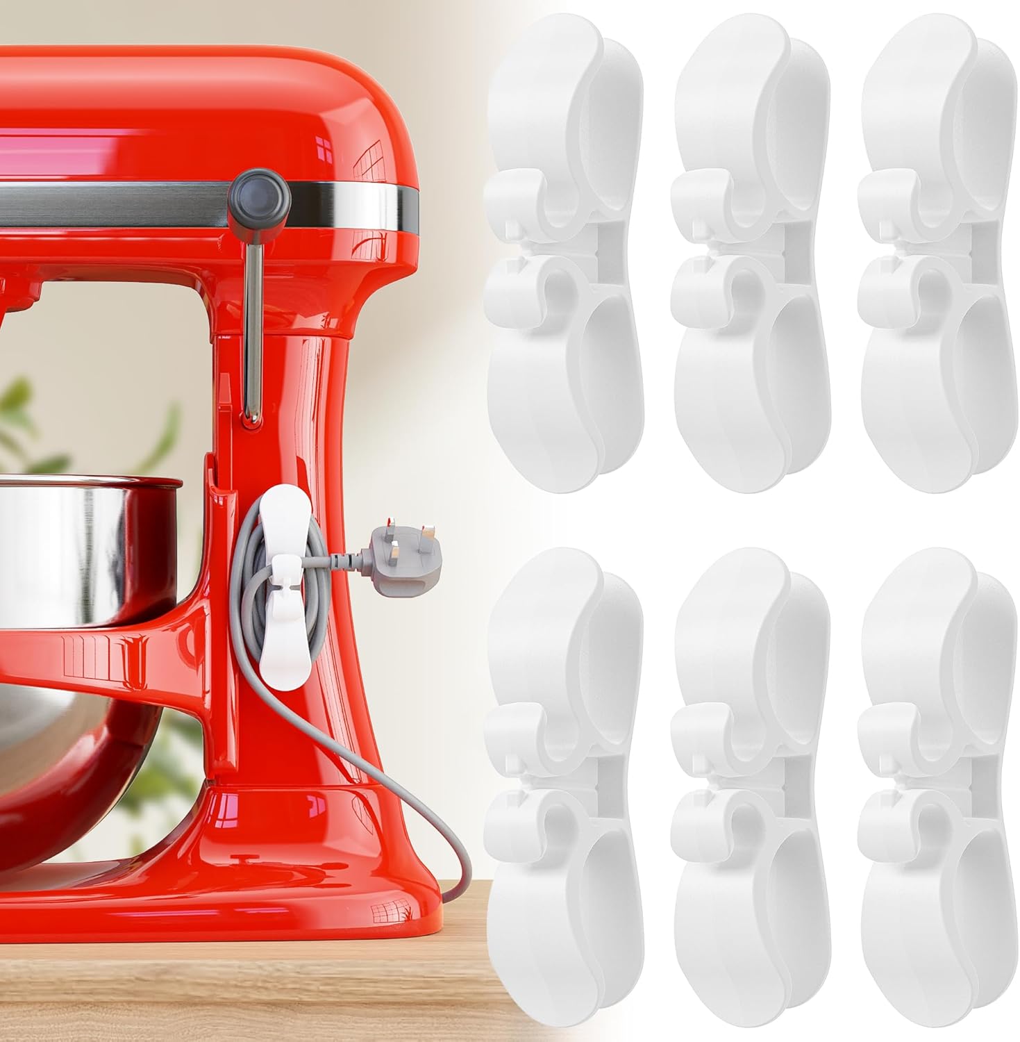 6PCS Upgraded Cord Organizer for Appliances, Kitchen Appliance Cord Organizer Stick On, Appliance Cord Wrappers, Cord Holder, Cord Winder for Air Fryer, Blender, Coffee Maker, Pressure Cooker, Toaster