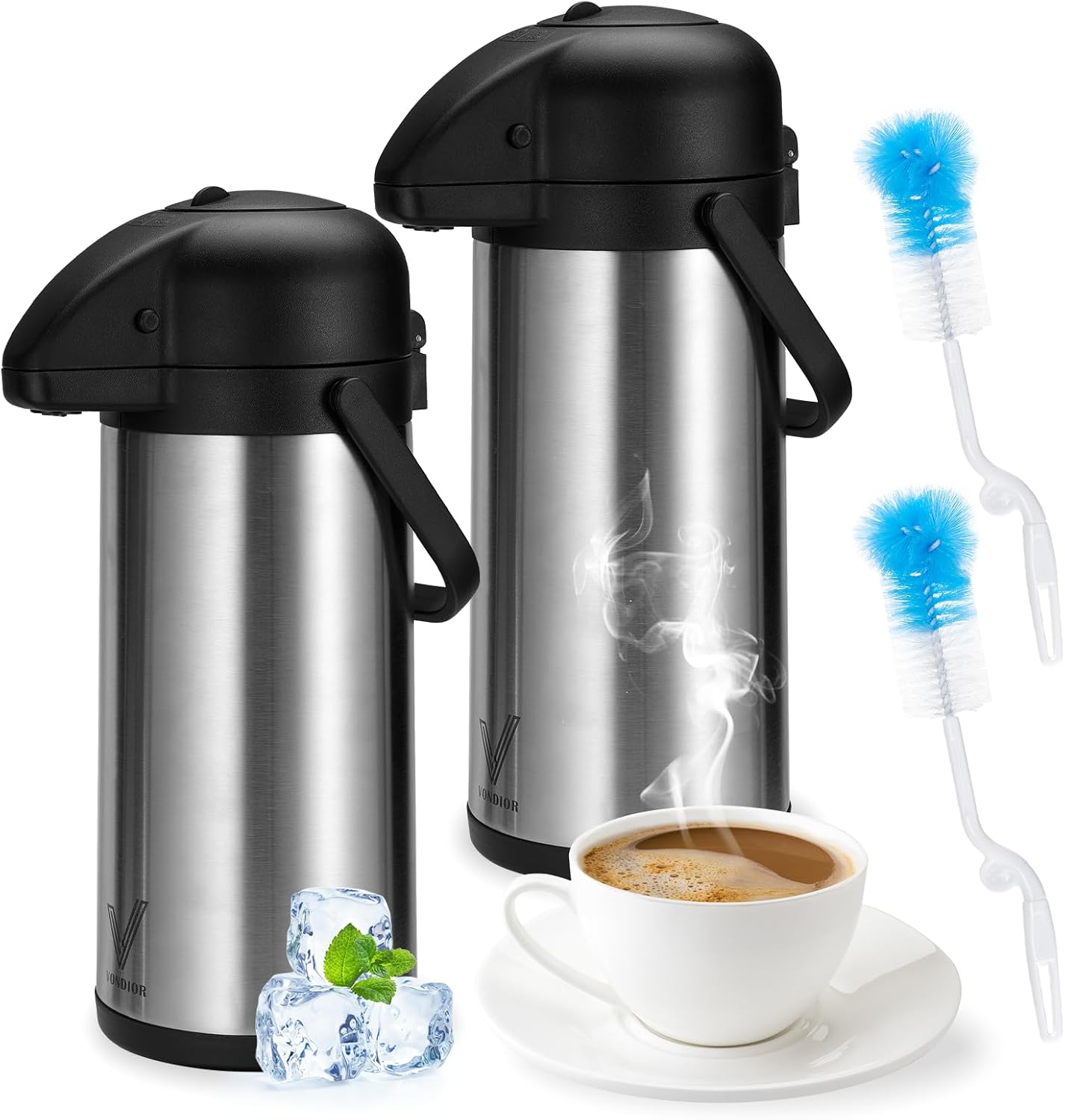 Coffee Carafe for Keeping Hot - 2 Pack 102oz Airpot Coffee Dispenser with Pump