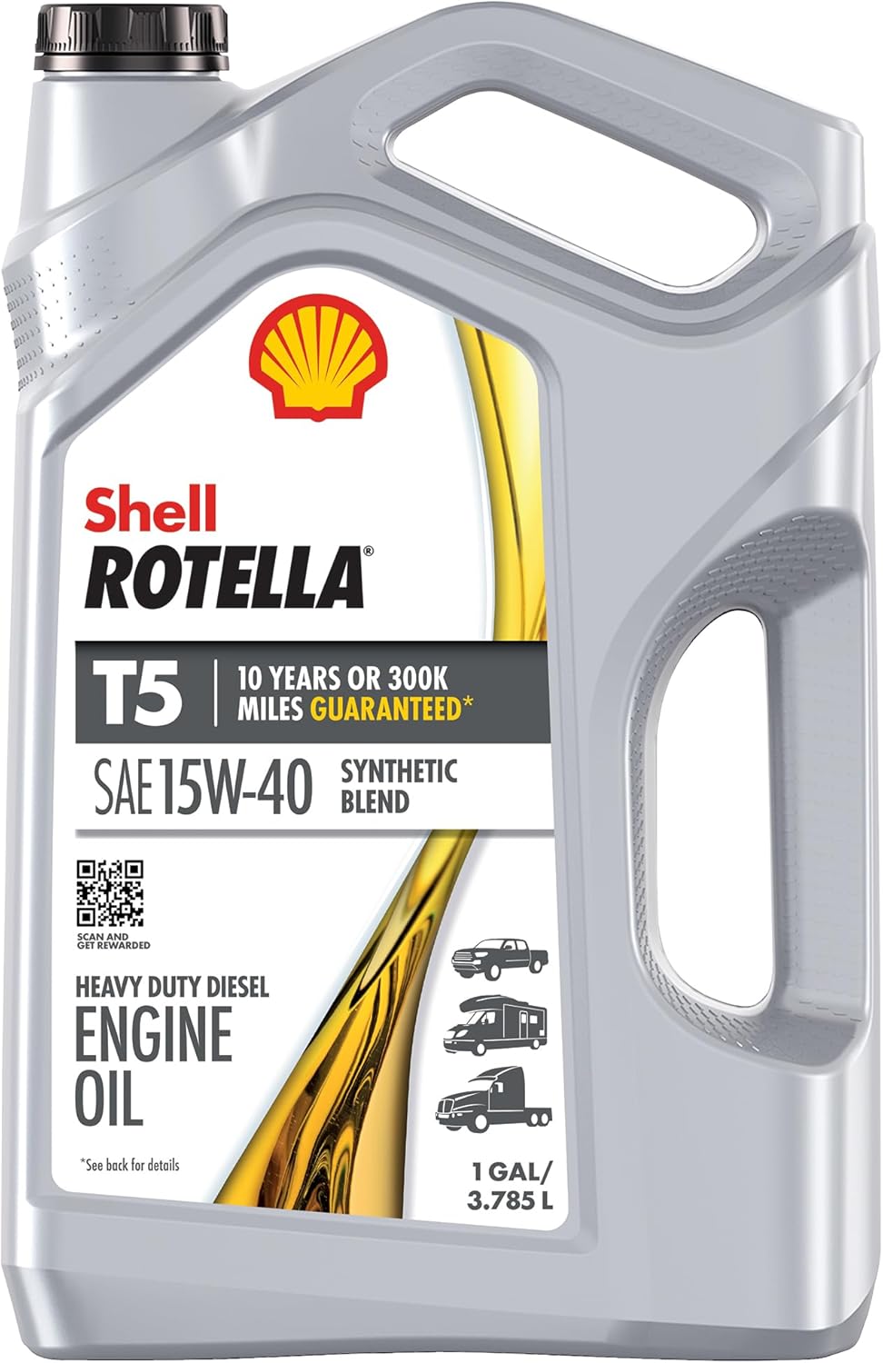 Shell Rotella T5 Synthetic Blend 15W-40 Diesel Engine Oil, 1 Gallon