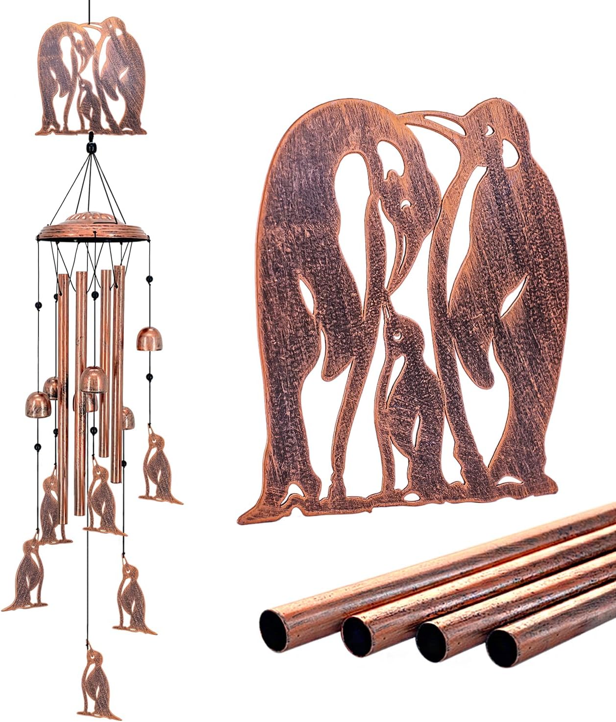 Penguin Wind Chimes for Outside,Penguin Gifts for Women Men/Memorial Gifts/Birthday Gift Metal windchimes Outdoors/Indoors,Garden Decor,Patio,Home,Porch,Yard Decorations