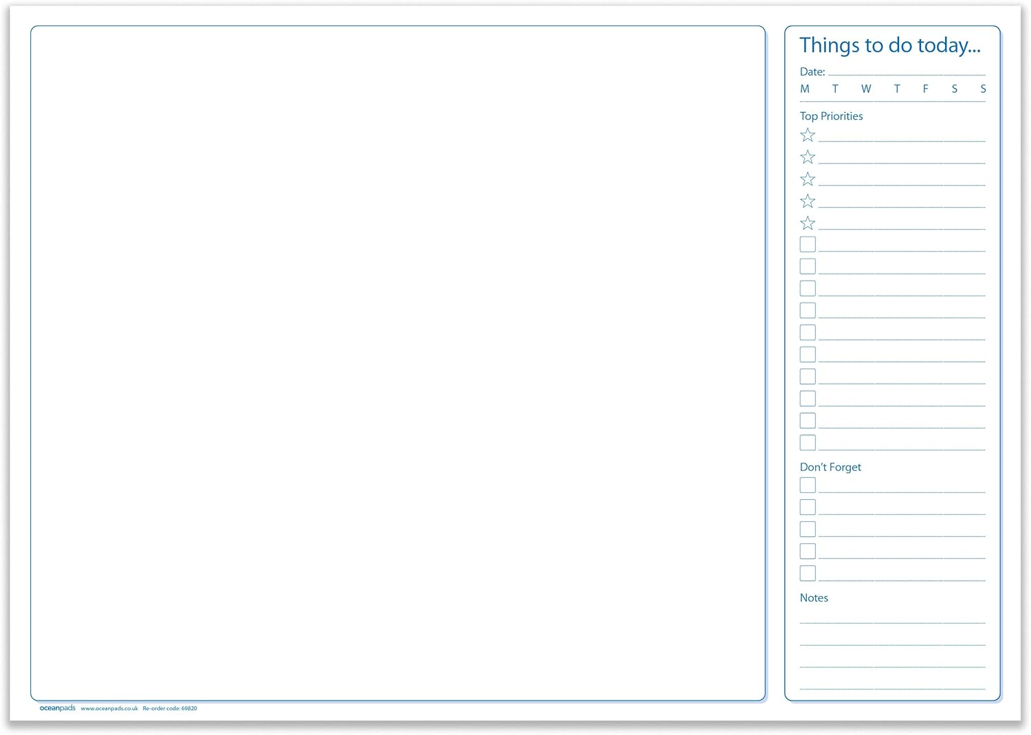 A3 Desk Pad with Things to Do Today List - 50 Sheets - 90gsm Premium Paper, Glued with Tough Cardboard Back