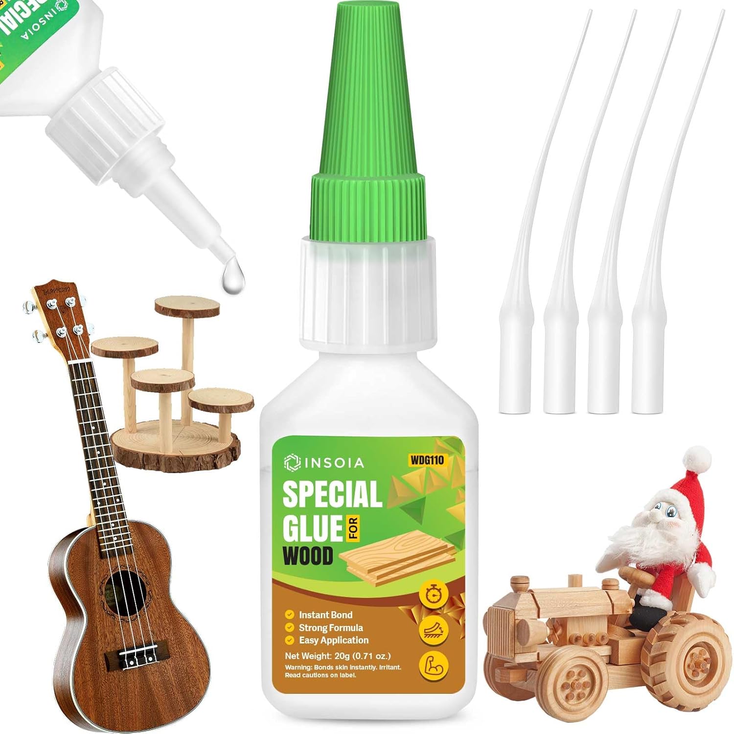 Wood Glue, 20g Clear Woodworking Adhesive for Furniture Repair and DIY Crafts – Super Instant Glue, Fast-Drying, Waterproof, Heavy-Duty Bonding for Carpentry Projects