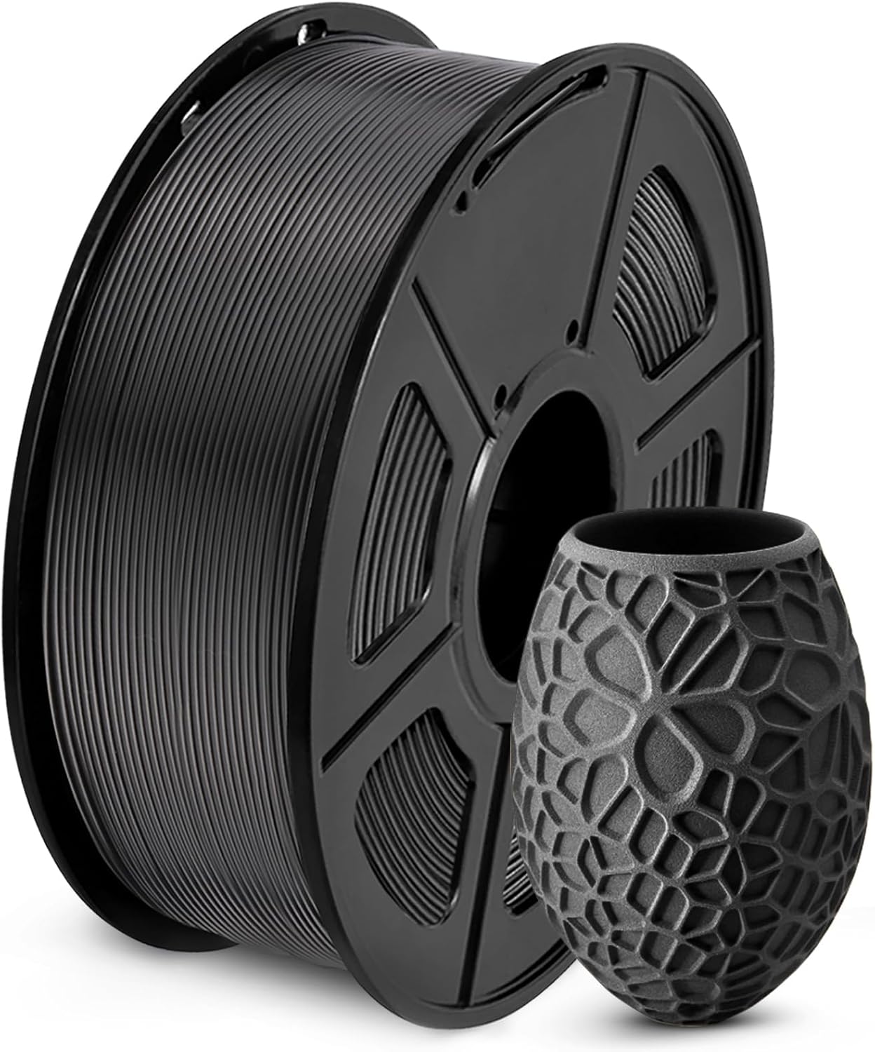SUNLU PLA 3D Printer Filament, Neatly Wound PLA Filament 1.75mm, Dimensional Accuracy +/- 0.02mm, 1KG Spool 2.2lbs. (Black)