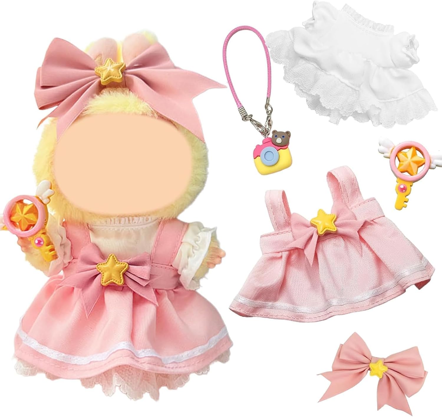 5-Piece Set Doll Clothes, Pink Cherry Doll Dress Accessories, 5-Piece Set for Dolls, Cotton Material, Perfect for Play, Party, DIY Projects and Gift Giving