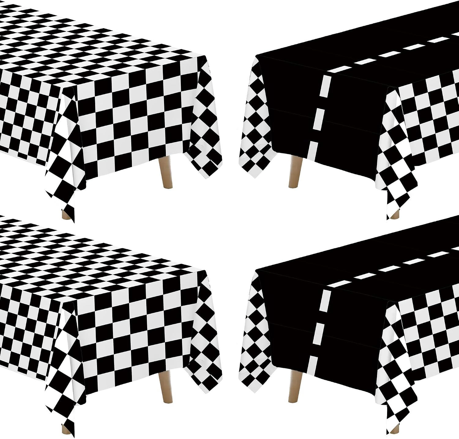 Race Car Birthday Decorations Boy Tablecloth, 4pcs Racing Car Party Supplies Tablecover for Fast One or Two Fast Theme, Disposable Table Cloth for Kids Car Birthday Party, 86in x 55in