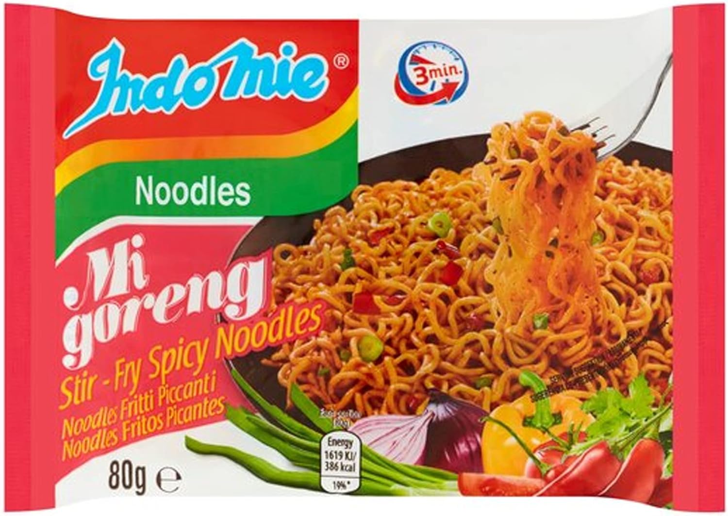 Indo Mie Mi Goreng Instant Noodle, Hot and Spicy, 2.82 Ounce (Pack of 30) by Indomie