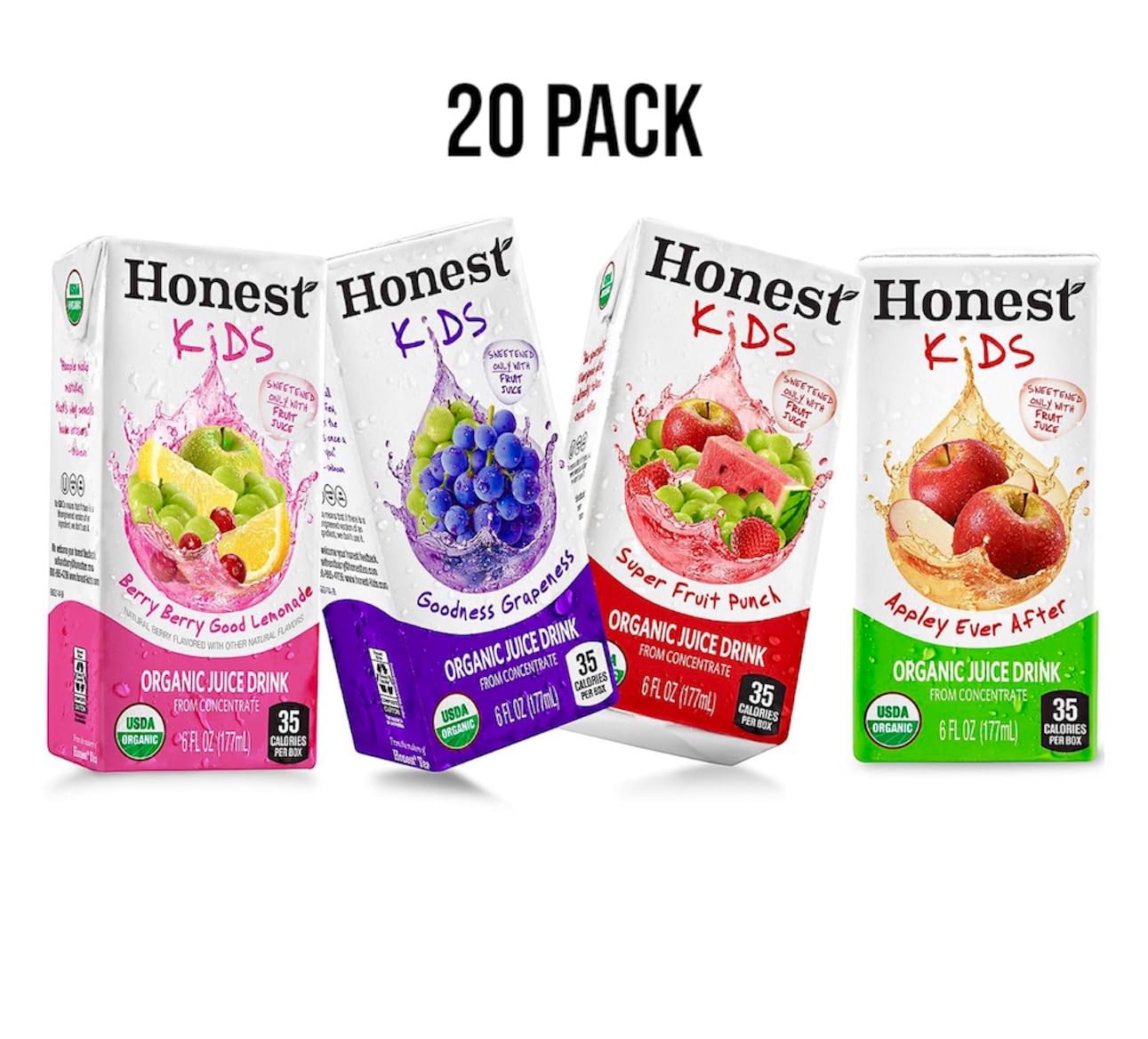 Honest Kids Organic Juice Drink Assorted Variety Pack, 6 Fl Oz, (20 Count) With 2 Free Stickers Included