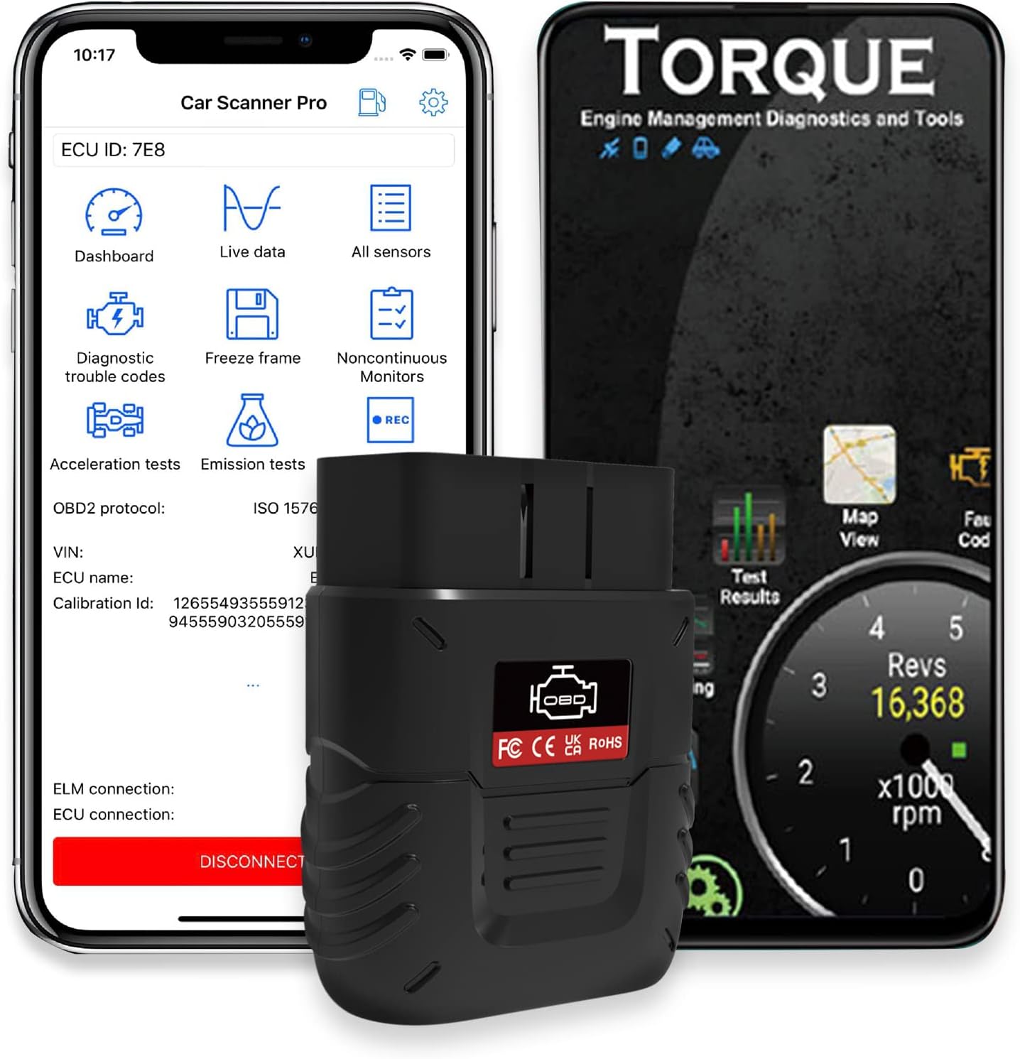 OBD2 Scanner Bluetooth SinoTrack Auto Diagnostic Scan Tool Car Fault Check Engine Light Wireless Car Code Reader for iOS & Android Compatible for All OBDII Protocol Vehicle Bluetooth 4.2