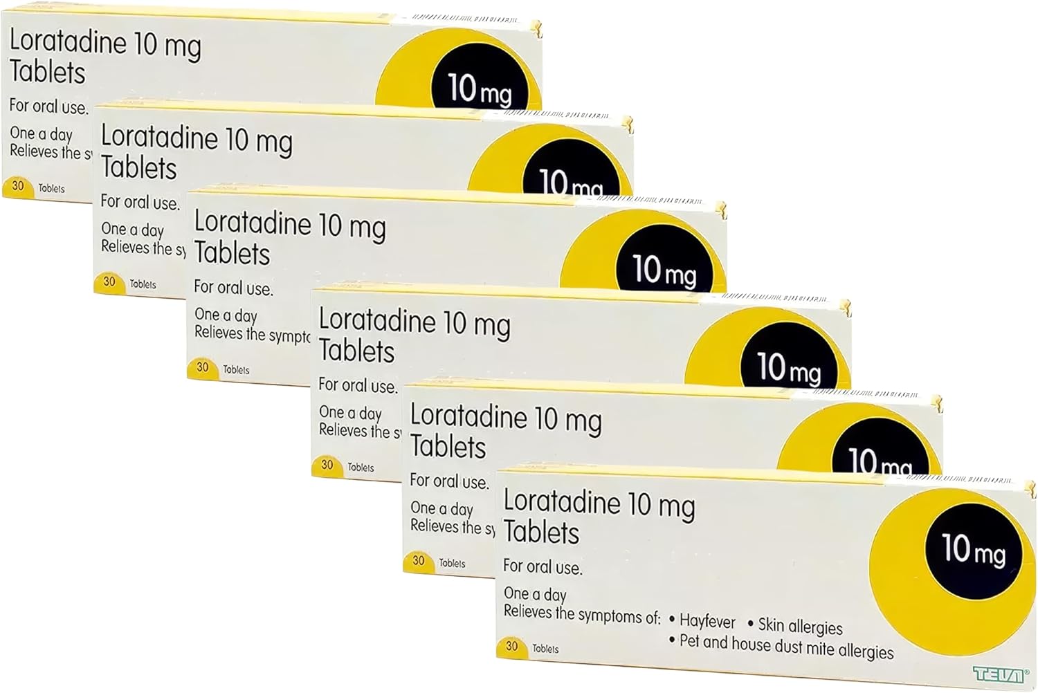 6-Month Supply Loratadine Hayfever & Allergy Relief 10mg Tablets (30x6) - Non-Drowsy, One-A-Day Formula for 180 Tablets of Year-Round Allergy and Hayfever Relief