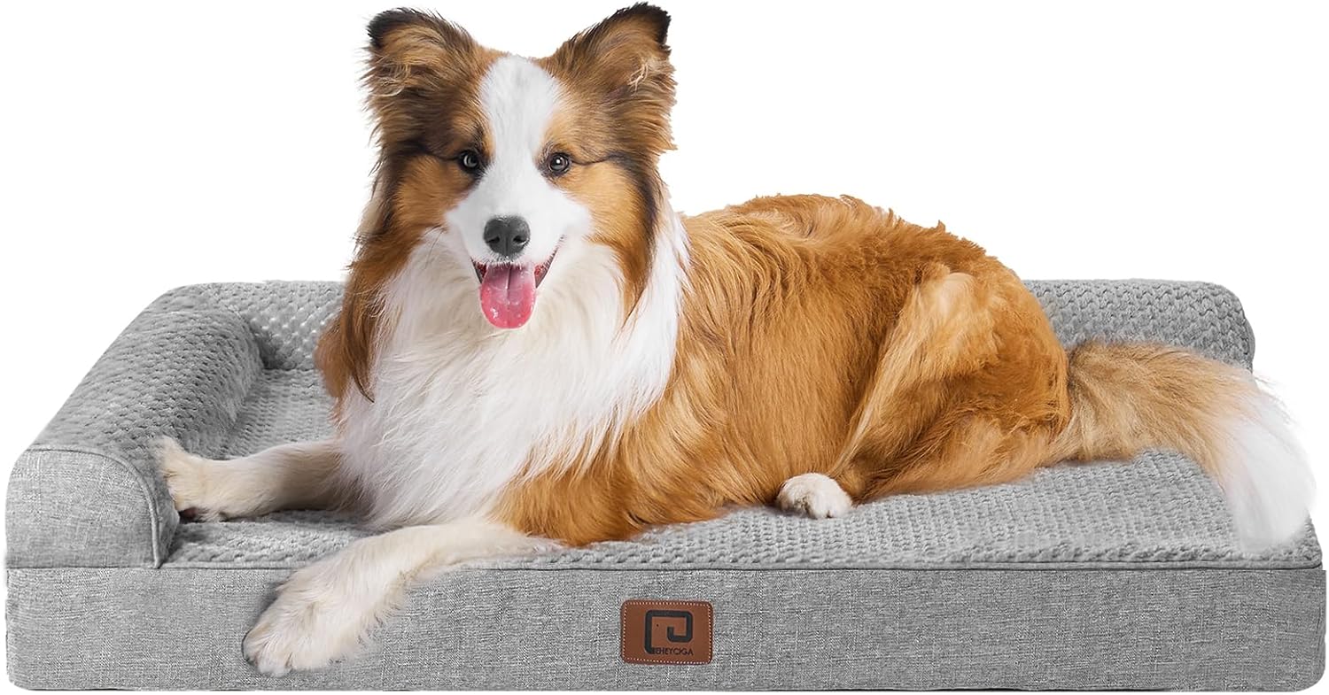 EHEYCIGA Memory Foam Dog Bed XLarge Sized Dogs, Extra Large Dog Bed Orthopedic with Washable Removable Cover, Waterproof XL Pet Bed Couch for Crate, 41x27x6 Inches, Grey