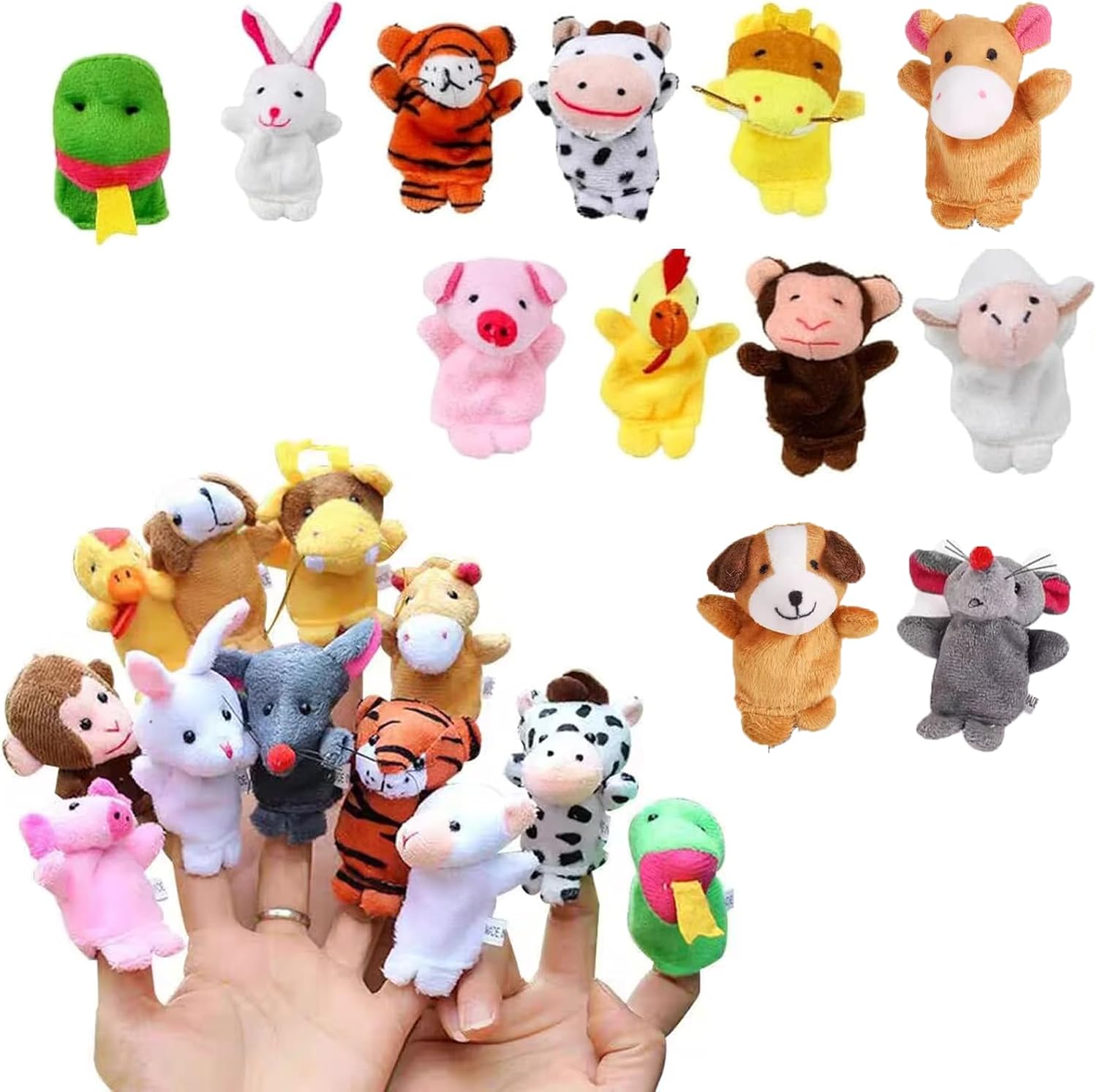 12Pcs Finger Puppets, Animal finger puppet set, Finger Puppets for Babies, Cute Plush Animal Finger Doll, Finger Puppets for Toddlers Cartoon Animal Finger Puppets Zoo Theme