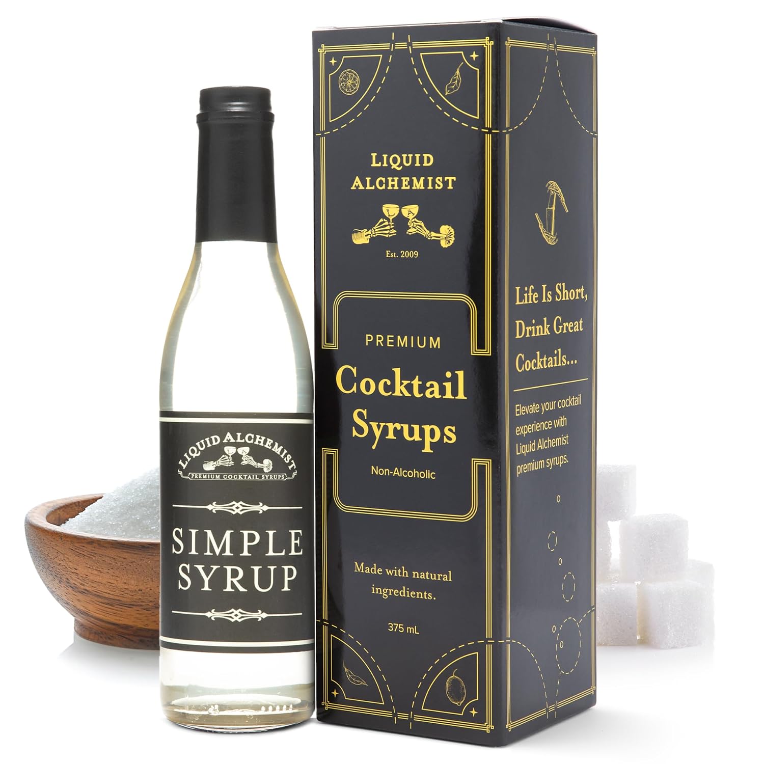 Liquid Alchemist Simple Syrup for Cocktails - Real Ingredients Make our Simple Sugar Syrup the Perfect Old Fashioned Mix - Our Natural Simple Syrup for Drinks is Non-GMO Gluten Free & Vegan (12 oz)