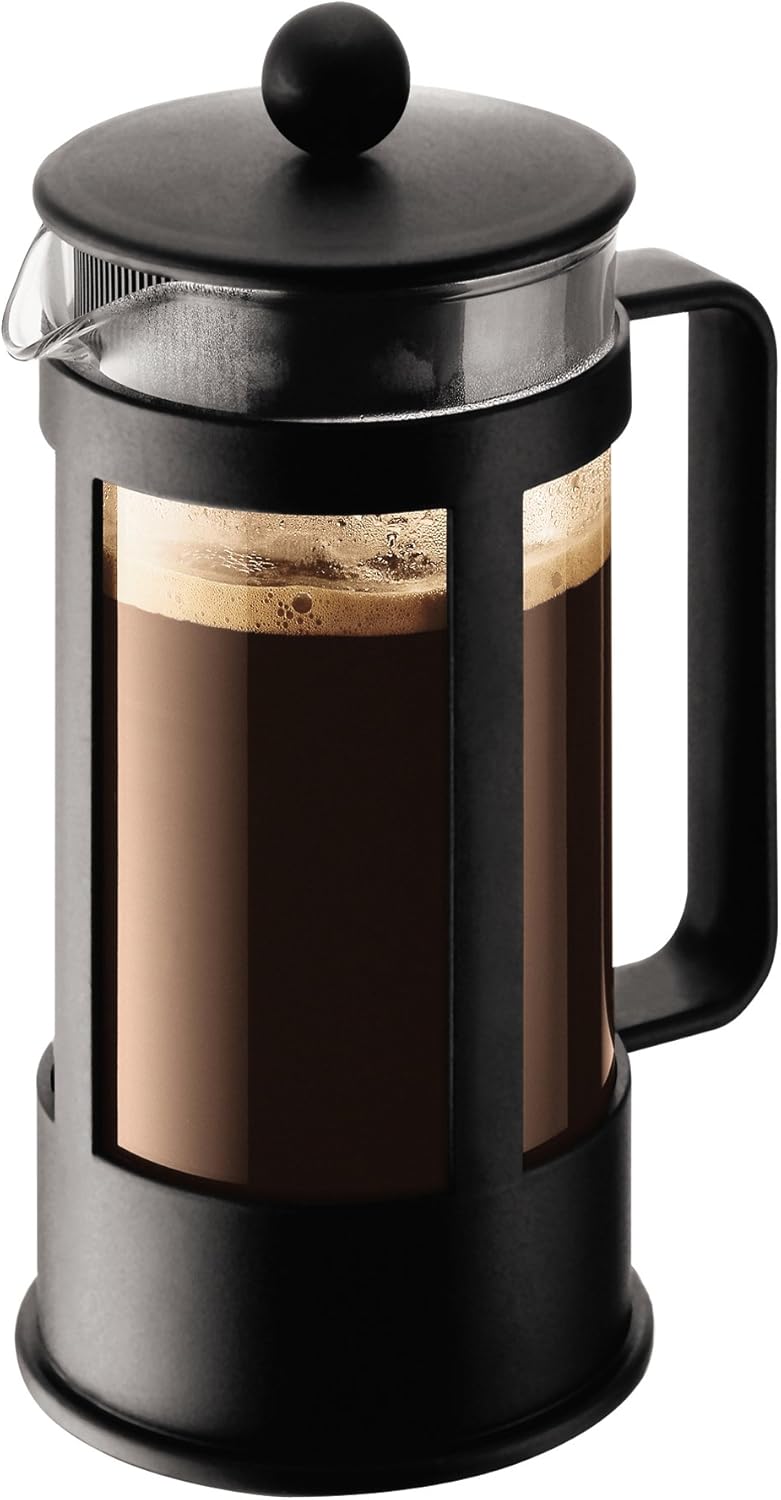 Bodum French Press Kenya – 350ml / 3 Cups Manual Coffee Maker – Heat-Resistant Glass & Stainless Steel – Dishwasher Safe Cafetiere – Made in Portugal
