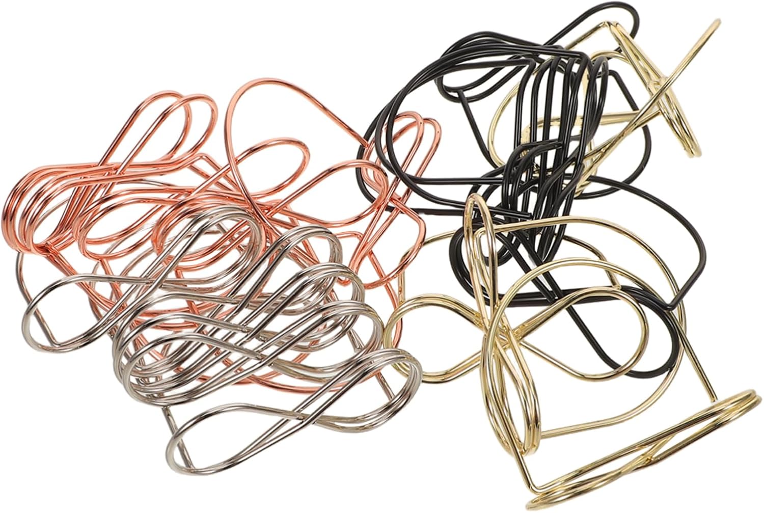 Cabilock 20pcs Shaped Metal Business Card Holders for Desk Portable Name Display Stands Black Silver Gold Rose Gold Multipurpose Memo and Wedding Seat Card Clips for Meetings and Social