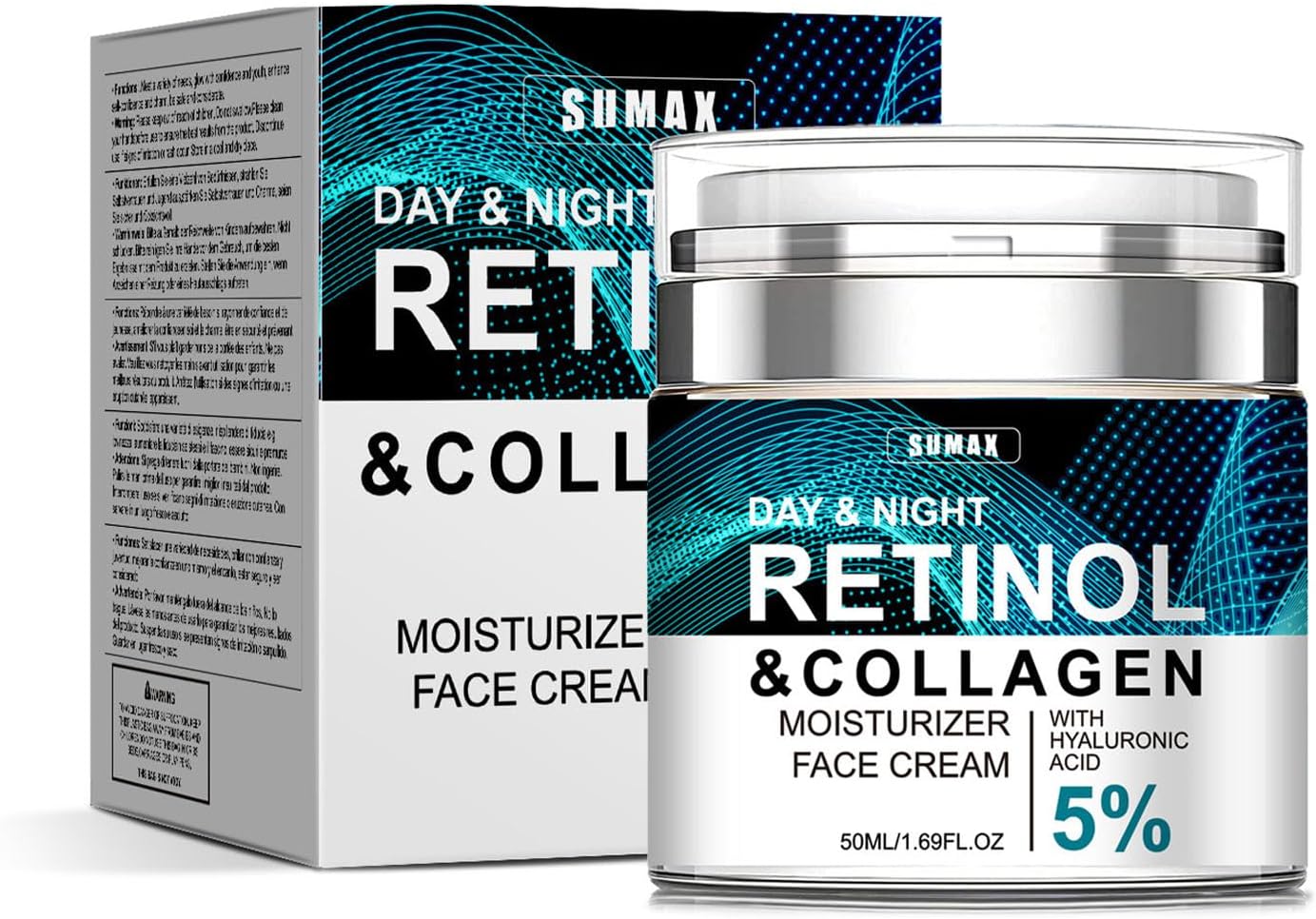 Retinol Cream for Face with Collagen and Hyaluronic Acid, Hydrating Face Lotion, Rapid Wrinkle Repair, Anti Aging Facial Moisturizer Day and Night for Women and Men 50ml