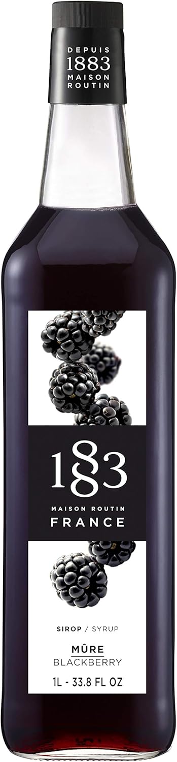 1883 Maison Routin Premium Blackberry Syrup for Cocktails & Mocktails Glass 1L