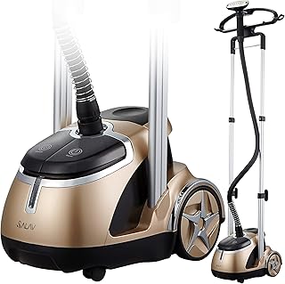 SALAV® Limited Edition Professional Series Dual Bar Garment Steamer with Foot Pedals, Stainless Steel Steam Plate, Retractable Power Cord, 1.8L (60.8 oz) Water Tank, 1500 watts, 60+mins of Steam