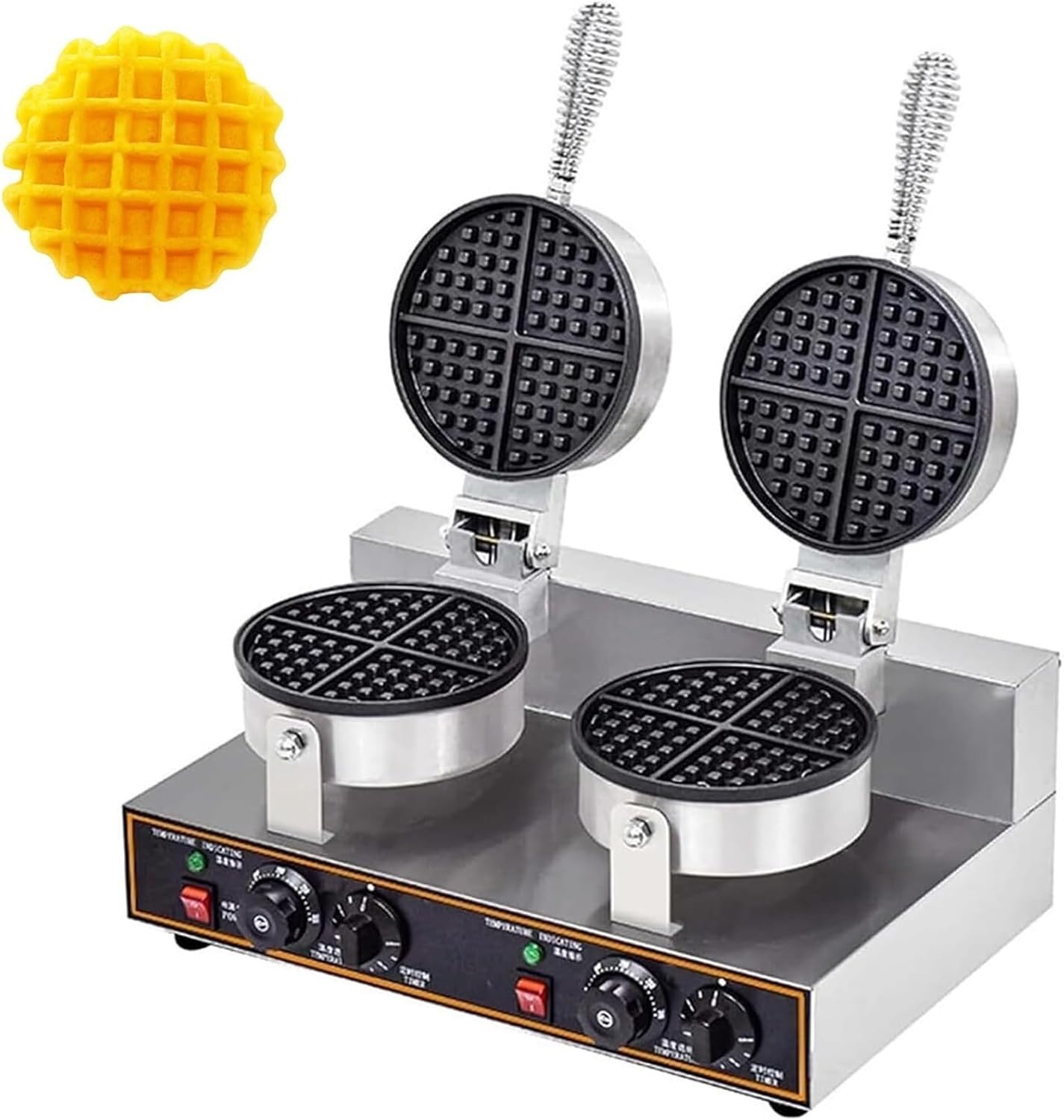 Waffle Makers & Irons, Commercial Waffle Maker With Non~stick Coating, Stainless Steel Waffle Iron With Temperature Regulation