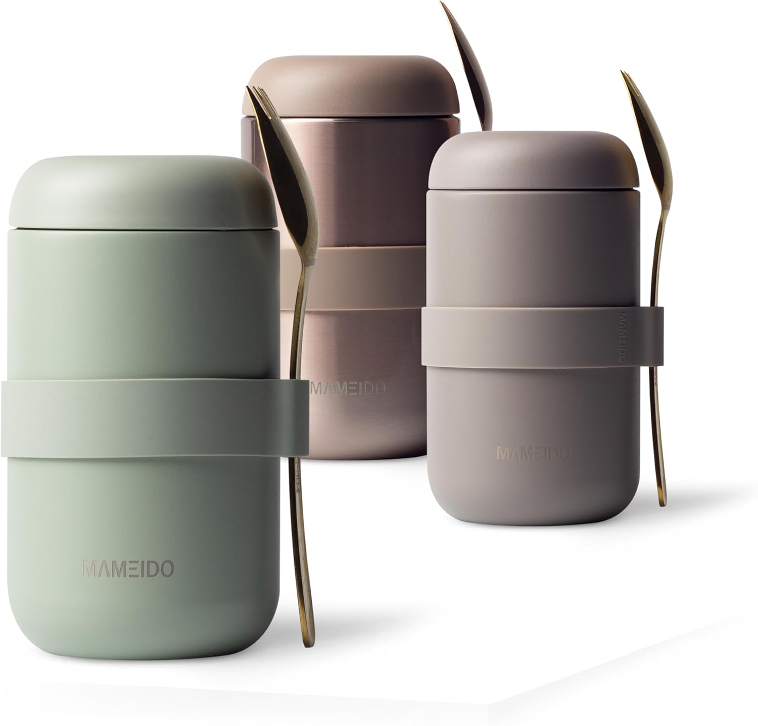 MAMEIDO Thermal Food Flask 500 ml for Daily Meal Prep, Leak-Proof Thermo Food Container to go for Porridge, Yoghurt & Soups (Desert Sage)