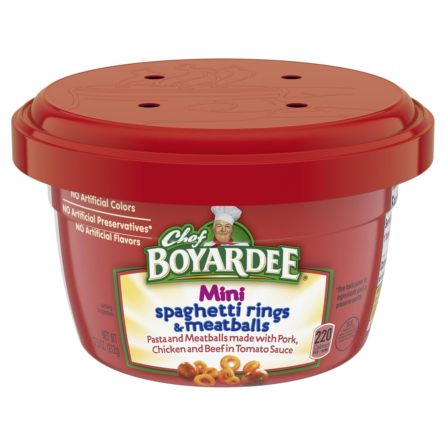 Chef Boyardee Mini Spaghetti Rings and Meatballs, Microwave Food, 7.5 OZ Microwaveable Bowl (12 Bowls)