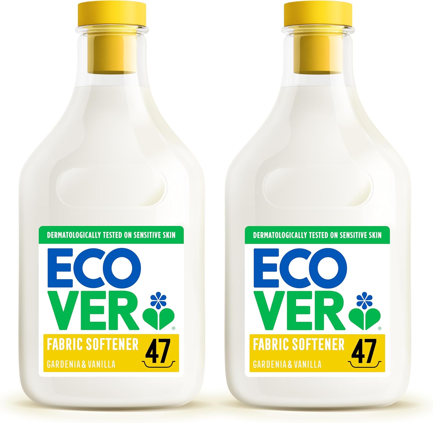 Ecover Fabric Softener, Fabric Conditioner to Soften Your Clothes, Fresh Gardenia & Vanilla Scent, 2 x 47 Washes, 2 x 1.43L