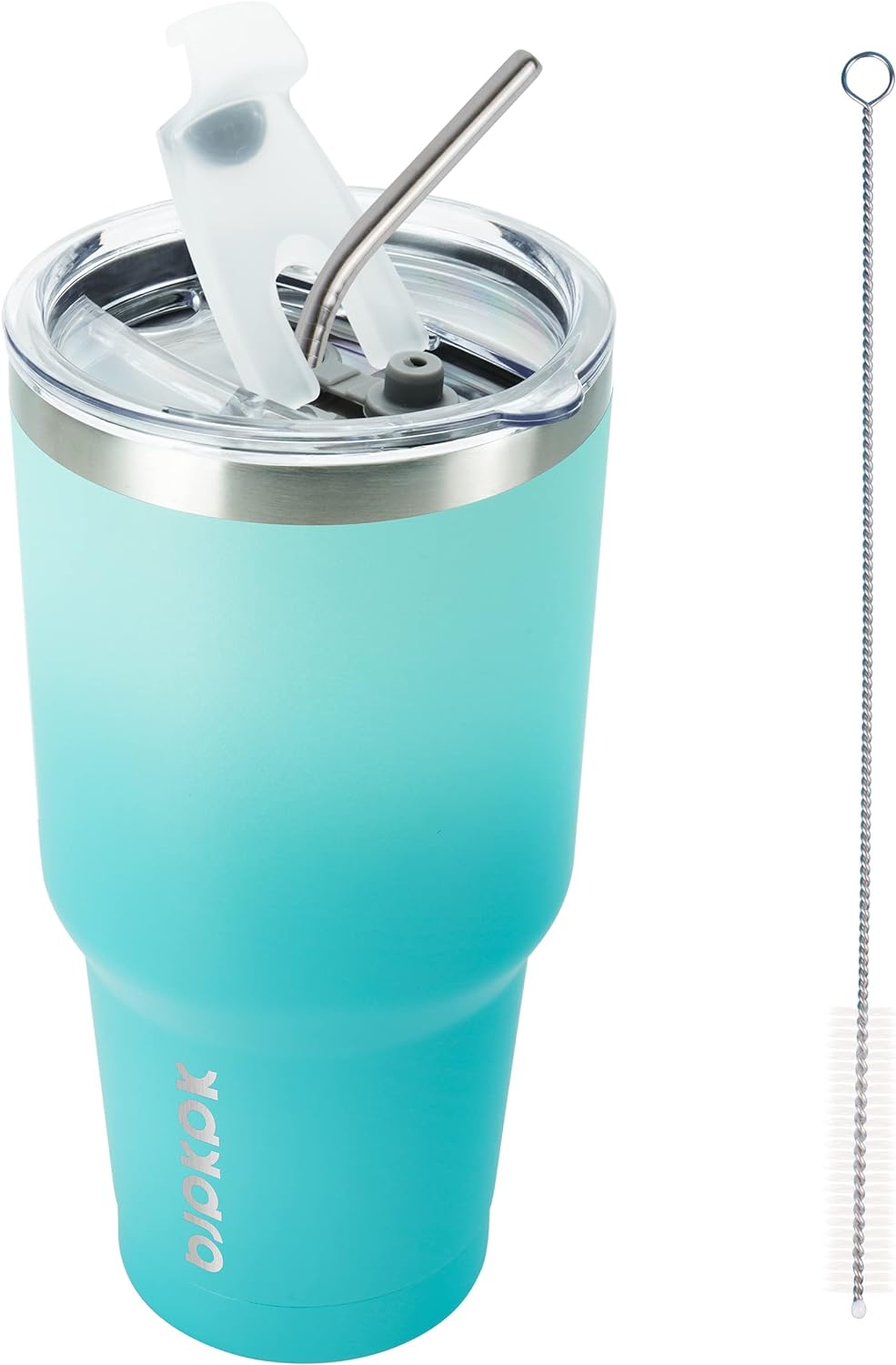 BJPKPK 30oz Stainless Steel Tumbler Color Block Insulated Tumblers Cup with Lid and Straw, Double Walled Travel Coffee Mug,Mint